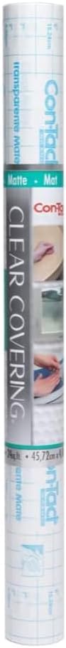 Con-Tact Brand Creative Clear Covering, Versatile and Self-Adhesive Shelf Liner, Ideal Privacy Film, Protective Clear Vinyl, 18'' x 50', Matte