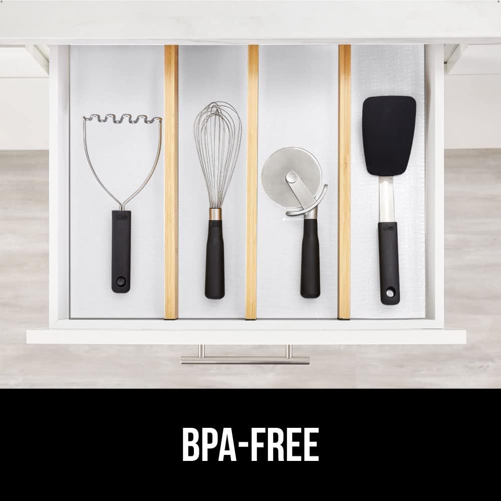 GORILLA GRIP Slip Resistant Drawer and Shelf Liner 2 Pack, Non Adhesive Water Resistant, Easy Clean and Trim, Smooth Surface Liners for Kitchen Cabinet, Shelves, Drawers, Pantry, 12 in x 20 FT, White