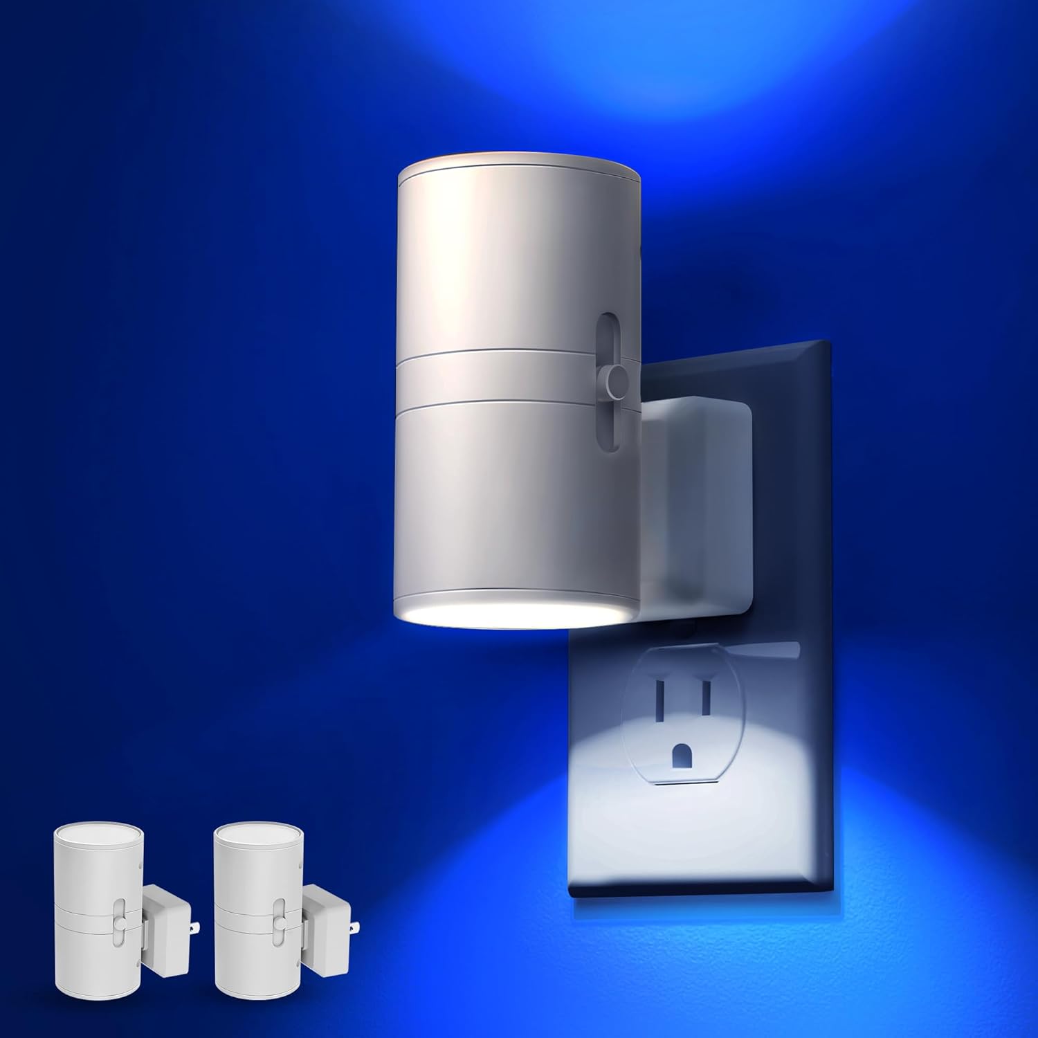 L LOHAS LED Night Light Plug in, 4 Pack, Dimmable Night Lights Plug into Wall, Light Sensor Nightlight, Soft White 3000K with Black Shade, Plug in Nightlights for Hallway Bathroom Kitchen Bedroom