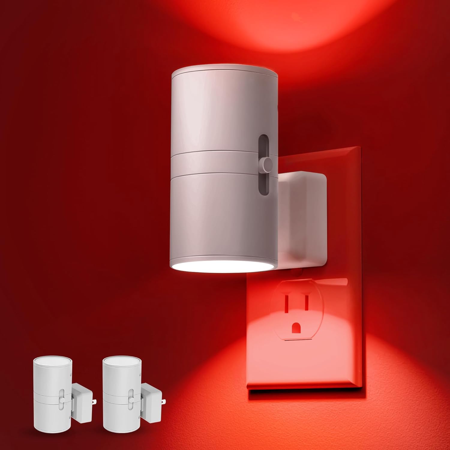 L LOHAS LED Night Light Plug in, 4 Pack, Dimmable Night Lights Plug into Wall, Light Sensor Nightlight, Soft White 3000K with Black Shade, Plug in Nightlights for Hallway Bathroom Kitchen Bedroom