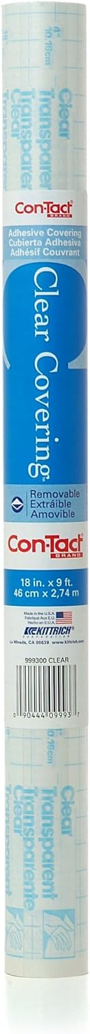 Con-Tact Brand Creative Clear Covering, Versatile and Self-Adhesive Shelf Liner, Ideal Privacy Film, Protective Clear Vinyl, 18'' x 50', Matte