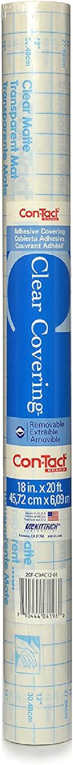 Con-Tact Brand Creative Clear Covering, Versatile and Self-Adhesive Shelf Liner, Ideal Privacy Film, Protective Clear Vinyl, 18'' x 50', Matte