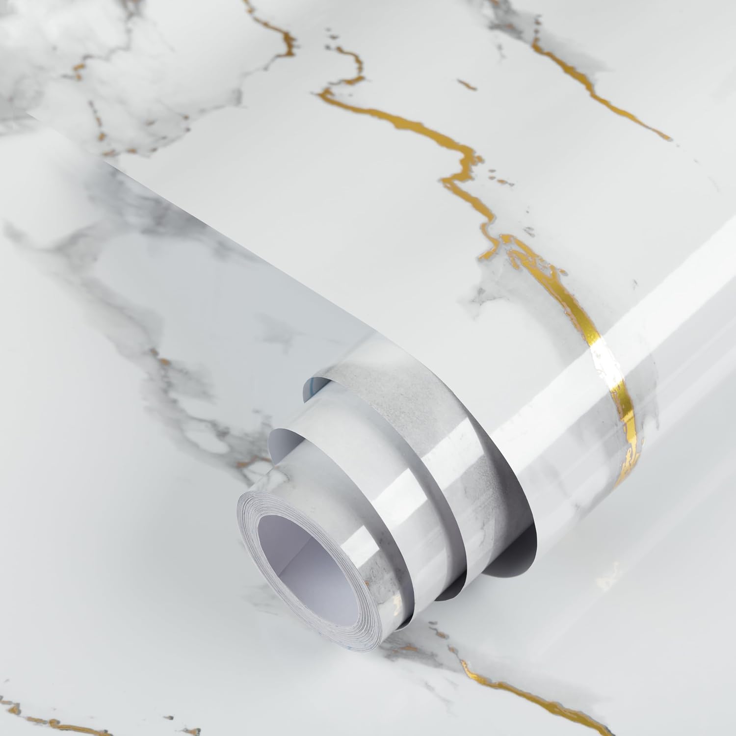 practicalWs Marble Wallpaper Granite White and Gray Wall Paper Roll 35.4" x 118" Kitchen Countertops Cabinet Furniture is Renovated Thick Vinyl Easy to Remove Without Leaving Glue Upgrade