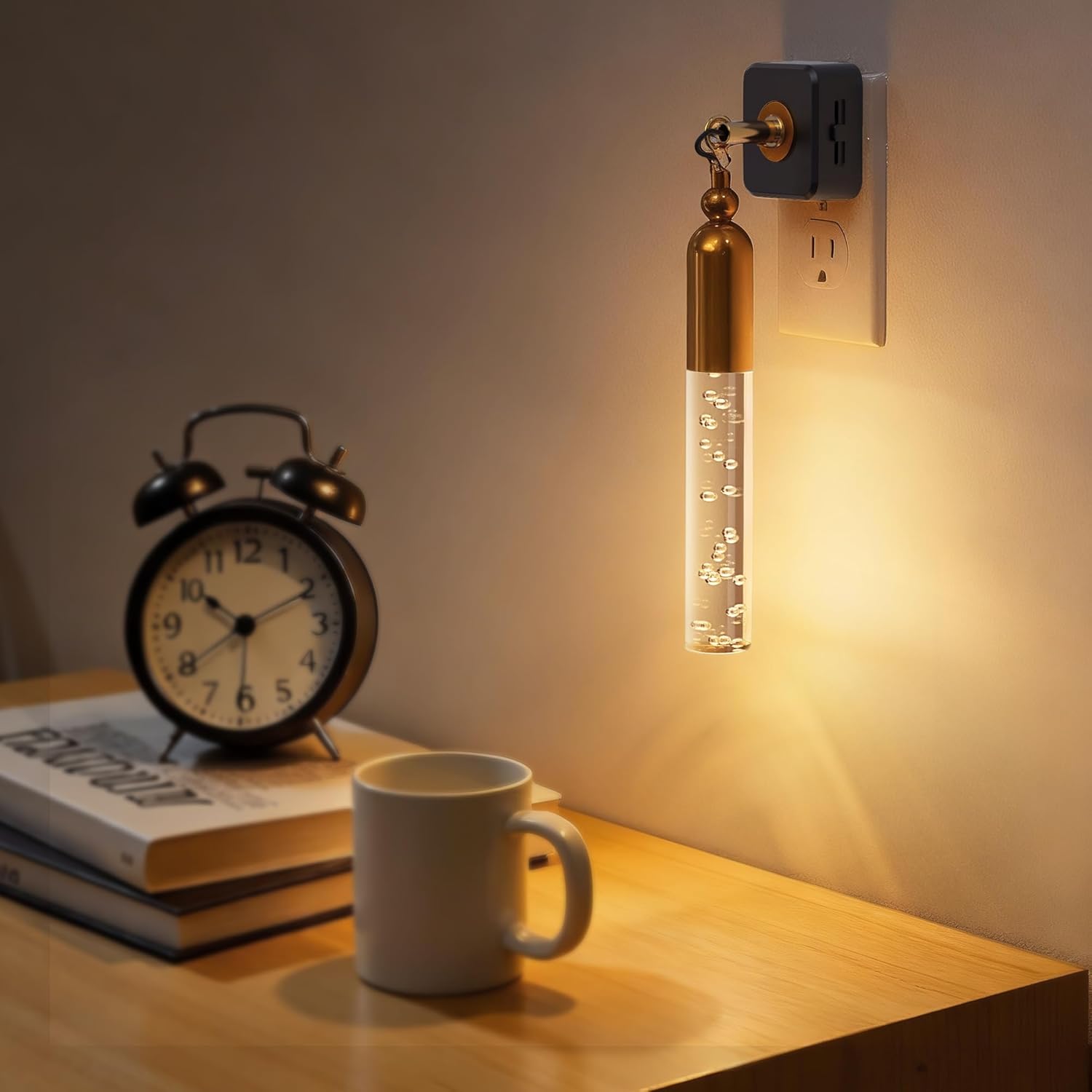 L LOHAS LED Night Lights Plug into Wall, 2 Pack 3000K Soft White LED Floral Night Light with Auto Sensor, 0-100lm Adjustable Brightness Plug in Nightlight, for Hallway Bedroom Stairway Gift