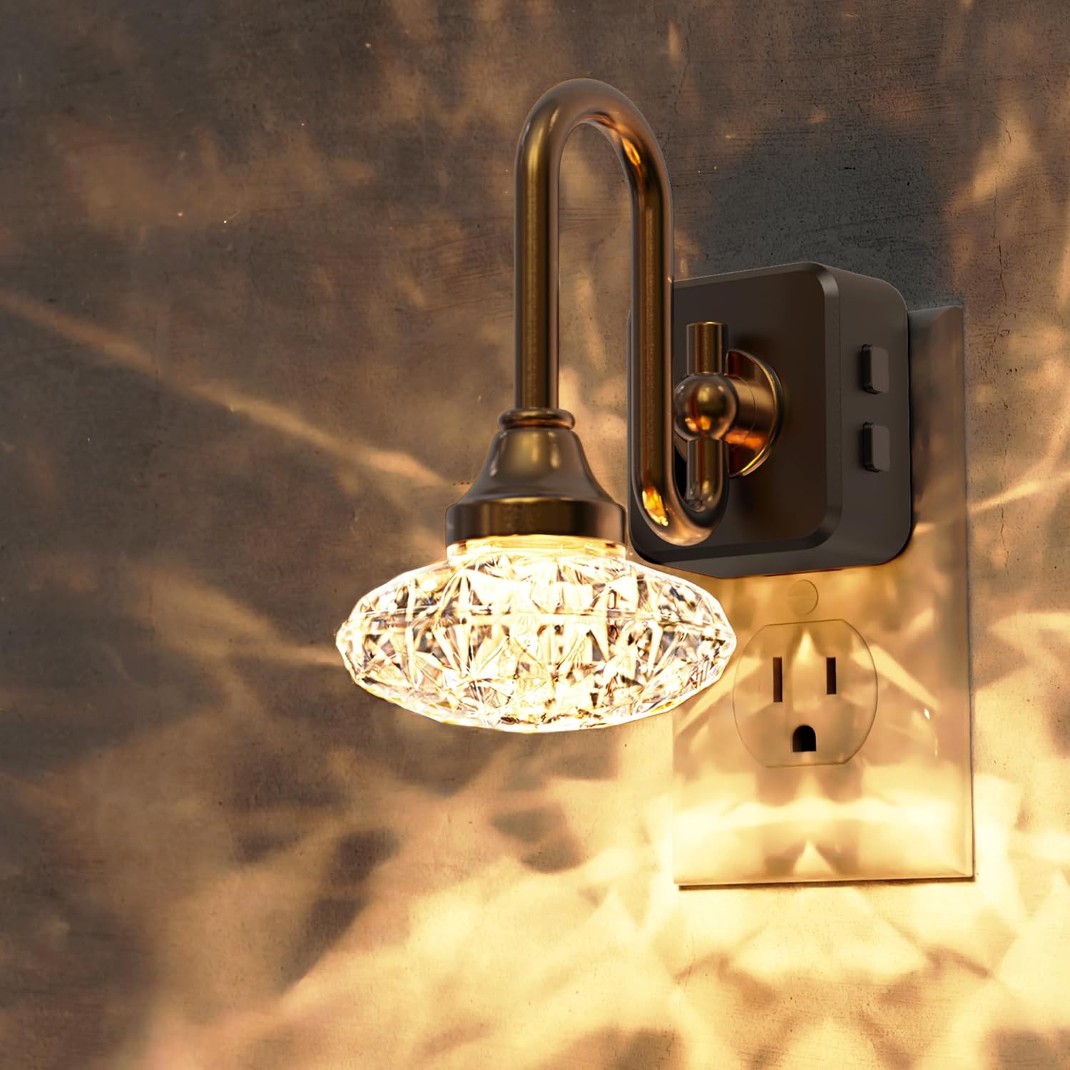 L LOHAS LED Night Lights Plug into Wall, 2 Pack 3000K Soft White LED Floral Night Light with Auto Sensor, 0-100lm Adjustable Brightness Plug in Nightlight, for Hallway Bedroom Stairway Gift