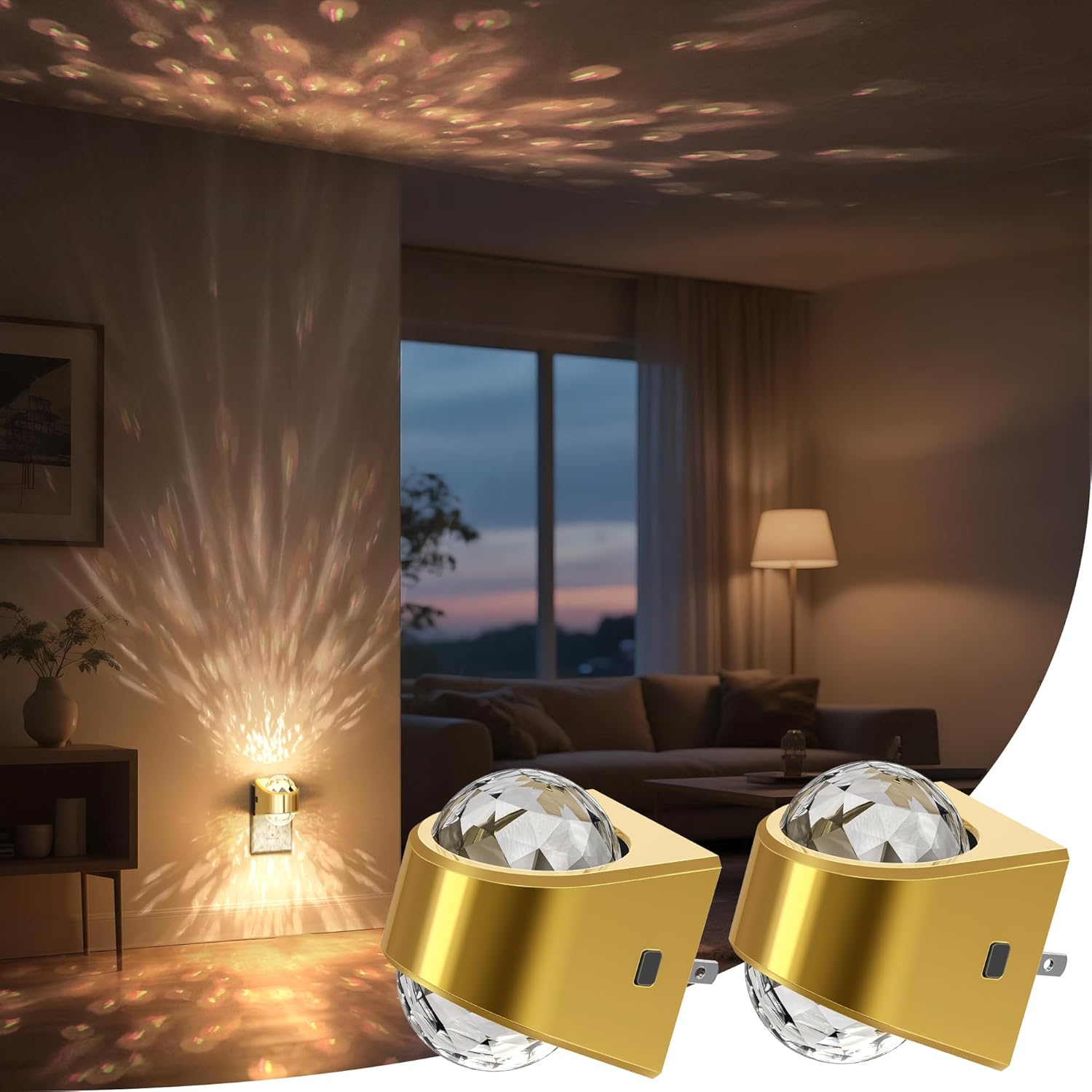 Night Light, Night Lights Plug into Wall, LED Projector Night Light, Soft White for Bedroom, Dimmable Brightness Dusk to Dawn Nightlight for Kids, Nursery, Bathroom, Home Decor, Gaming Room, 2 Pack