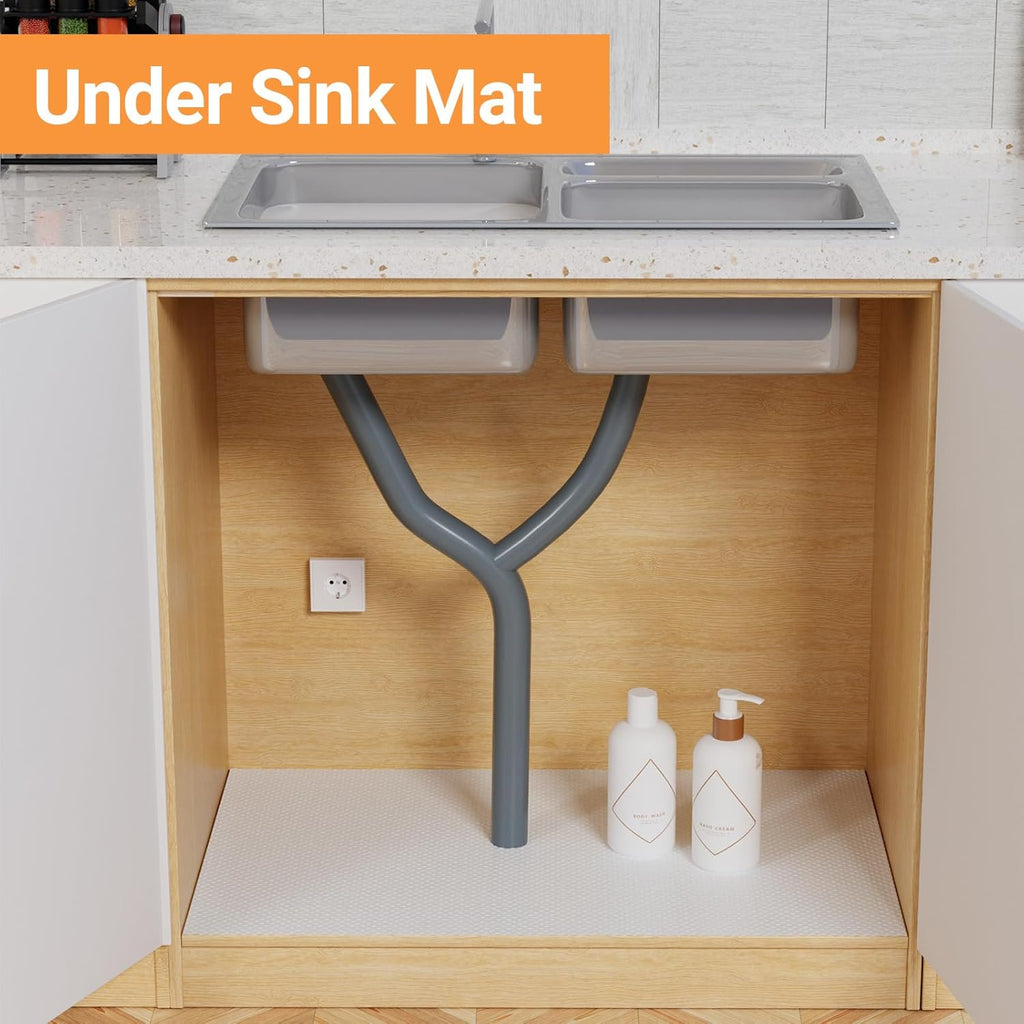 FLPMIX Shelf Liner 20 inch Wide - Waterproof Cabinets Liners, Standard Size 20 X 300Inch, Non-Adhesive, Easy to Cut Under Sink Mat for Kitchens Drawer, Pantry Shelves, White