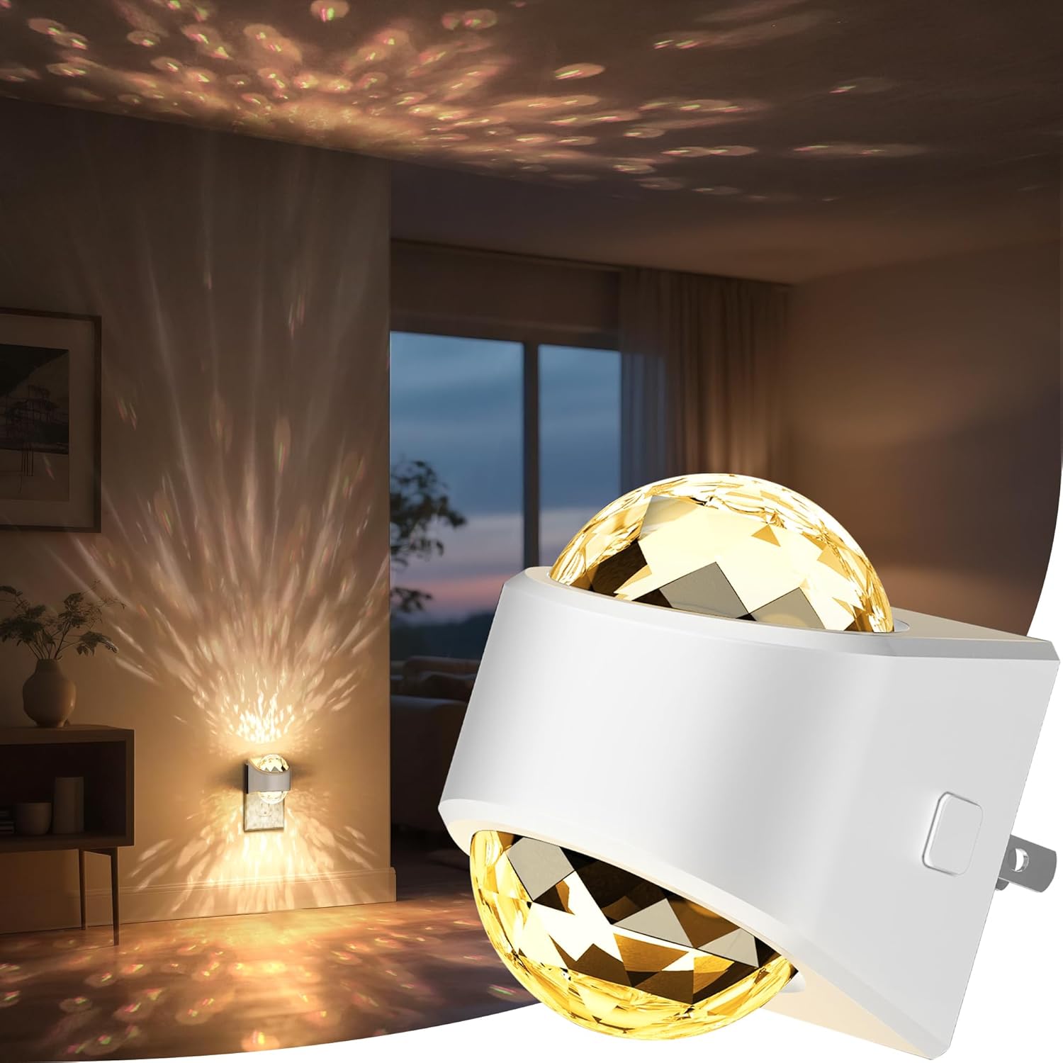 Night Light, Night Lights Plug into Wall, LED Projector Night Light, Soft White for Bedroom, Dimmable Brightness Dusk to Dawn Nightlight for Kids, Nursery, Bathroom, Home Decor, Gaming Room, 2 Pack