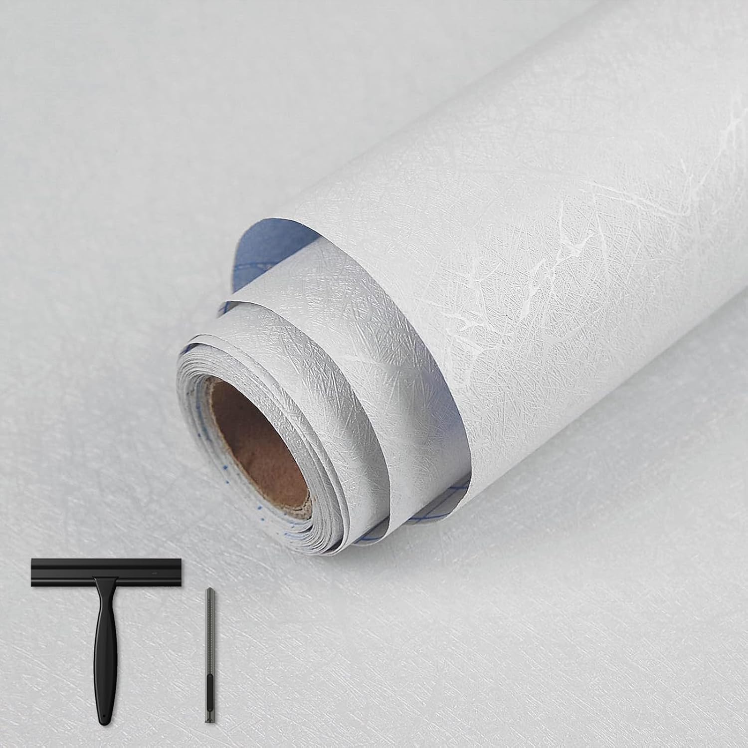 Abyssaly Black Silk Wallpaper Peel and Stick 15.7" X 984.2" Embossed Self Adhesive Black Contact Paper Removable Kitchen Vinyl Textured Wall Paper Cabinet Furniture Shelf Liner