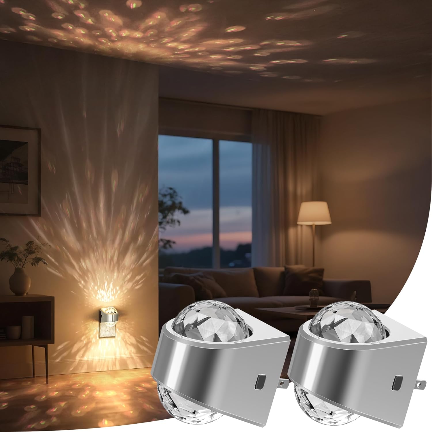 Night Light, Night Lights Plug into Wall, LED Projector Night Light, Soft White for Bedroom, Dimmable Brightness Dusk to Dawn Nightlight for Kids, Nursery, Bathroom, Home Decor, Gaming Room, 2 Pack