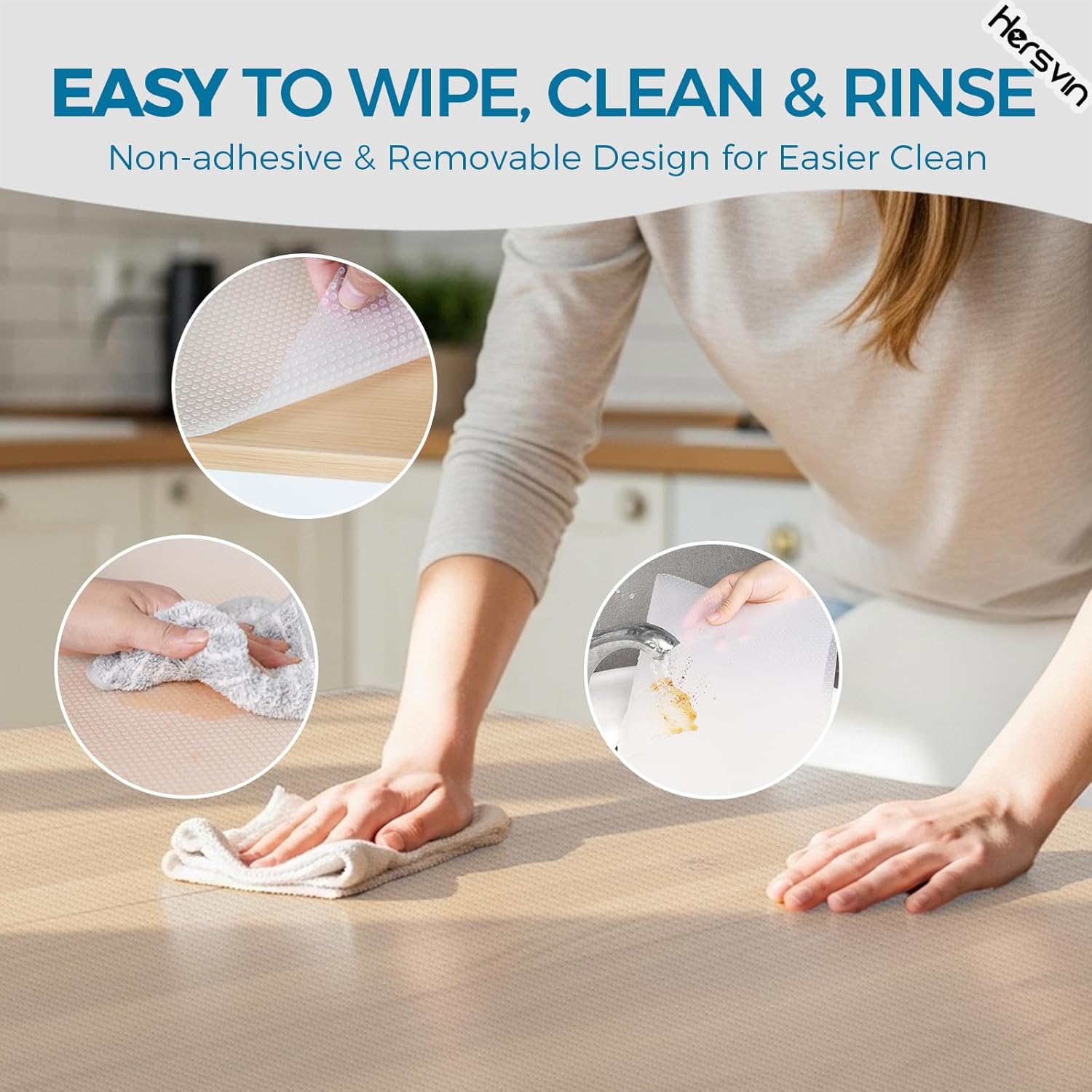 Hersvin Shelf Liner, 24" x20' Non-Adhesive Drawer Liners EVA Kitchen Cupboard Cabinet Covering Undersink Mat Washable Fridge Lining Paper for Home Office (Clear/Dot)