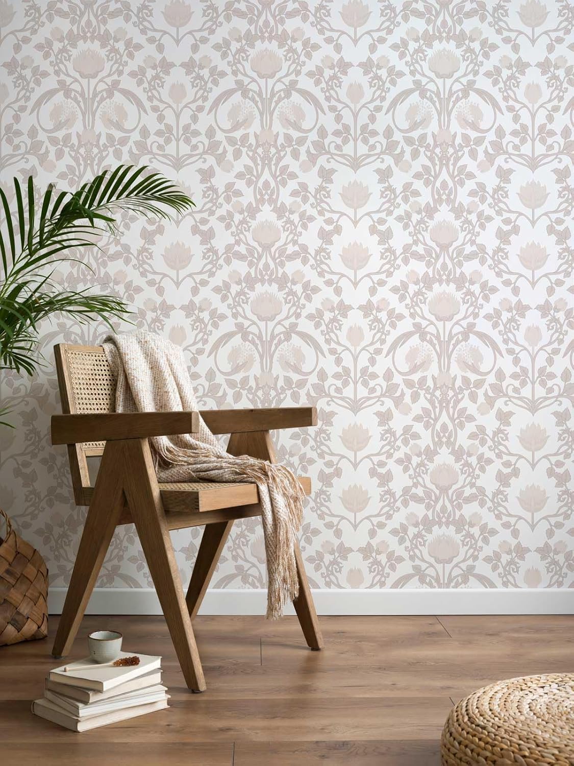 YXTII Floral Wallpaper Peel and Stick - 393.7" × 17.3" Pink and Green Wallpaper for Bedroom Decorative Self Adhesive Shelf Drawer Liner