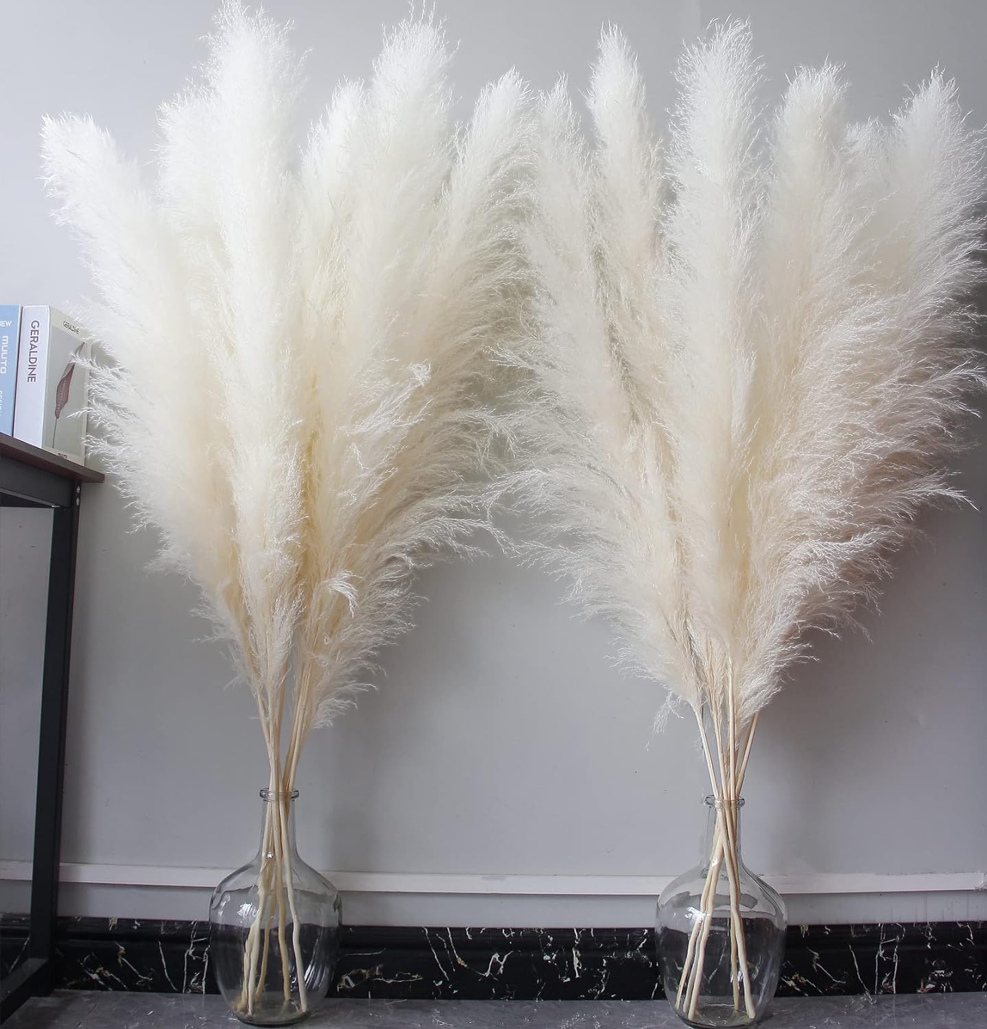 46" inch 20 Stems Natural Pampas Grass Decor Tall, Pompas Grass, Tall Pampas Grass for Weddingm, Farmhouse, Boho Home Decor (Beige)