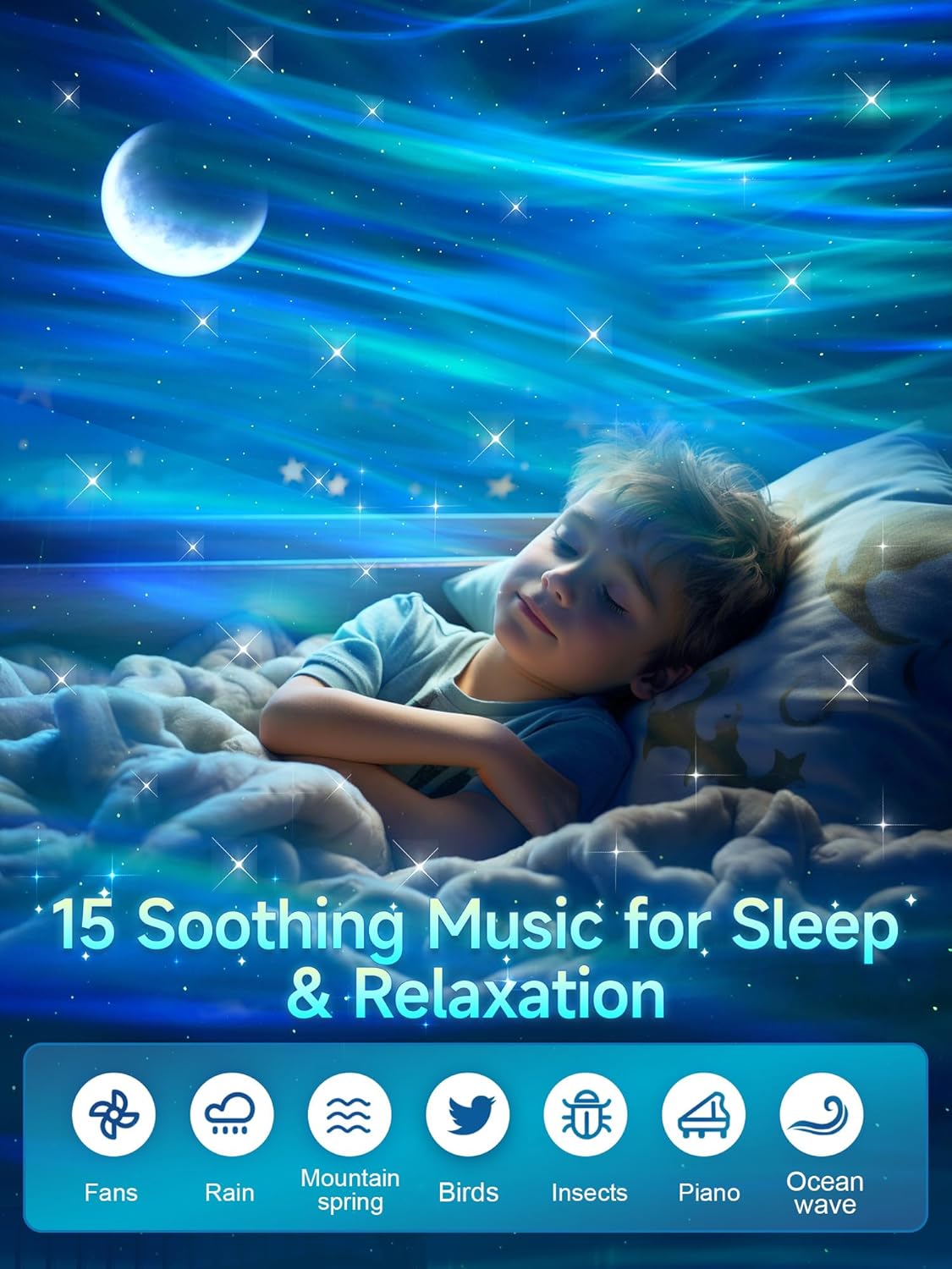 Northern Lights Projector Galaxy Projector for Bedroom, 300+Colors Modes Aurora Light,15White Noise&Bluetooth Star Projector Galaxy Lights, Remote Ambient Lighting,Lights for Bedroom Gifts for Boys