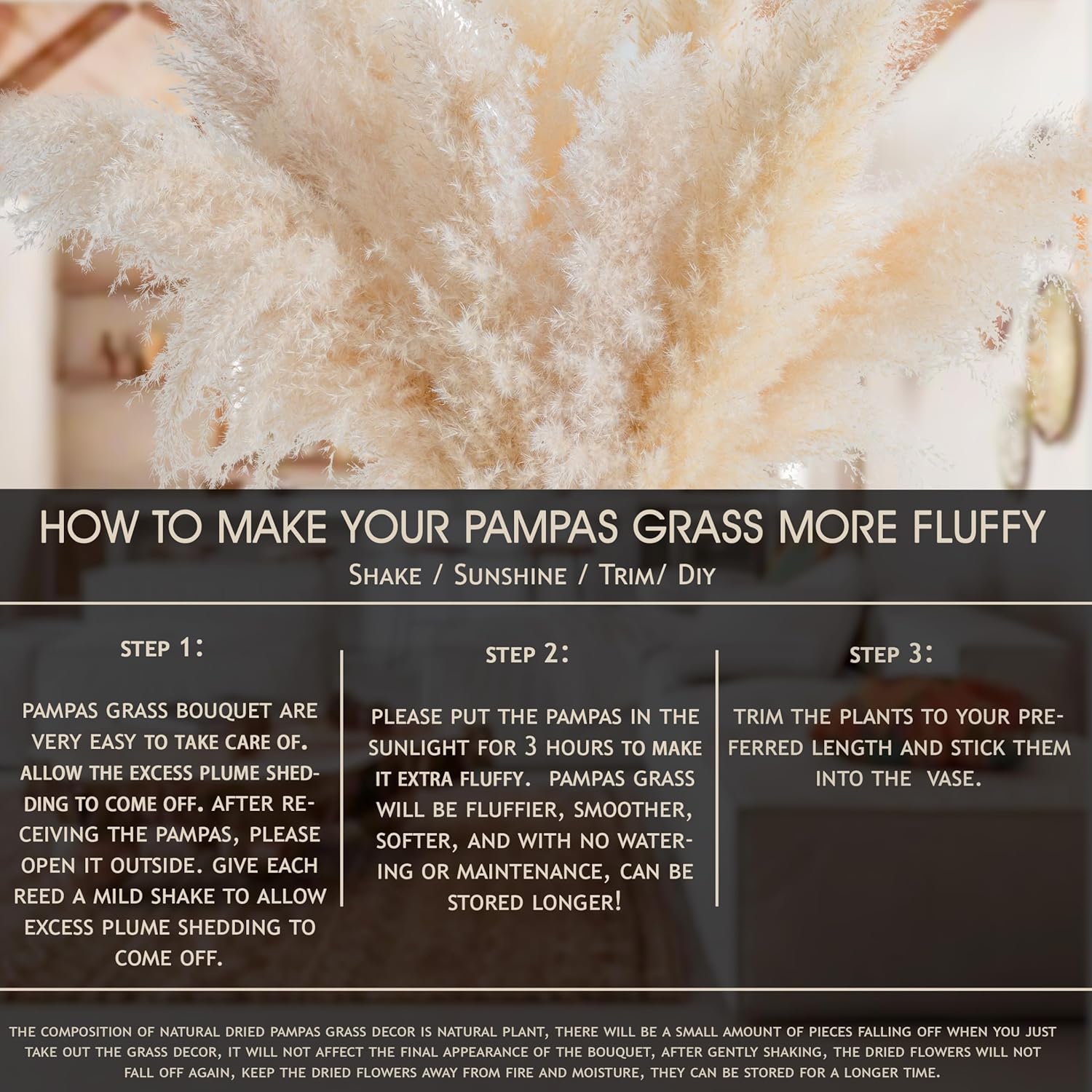 Tall Pampas Grass 30PCS Boho Decor Natural Home Decor Phragmites Dried Flowers Bouquet for Wedding Floral Arrangements Home Decorations (30PCS Tall Pampas Grass)