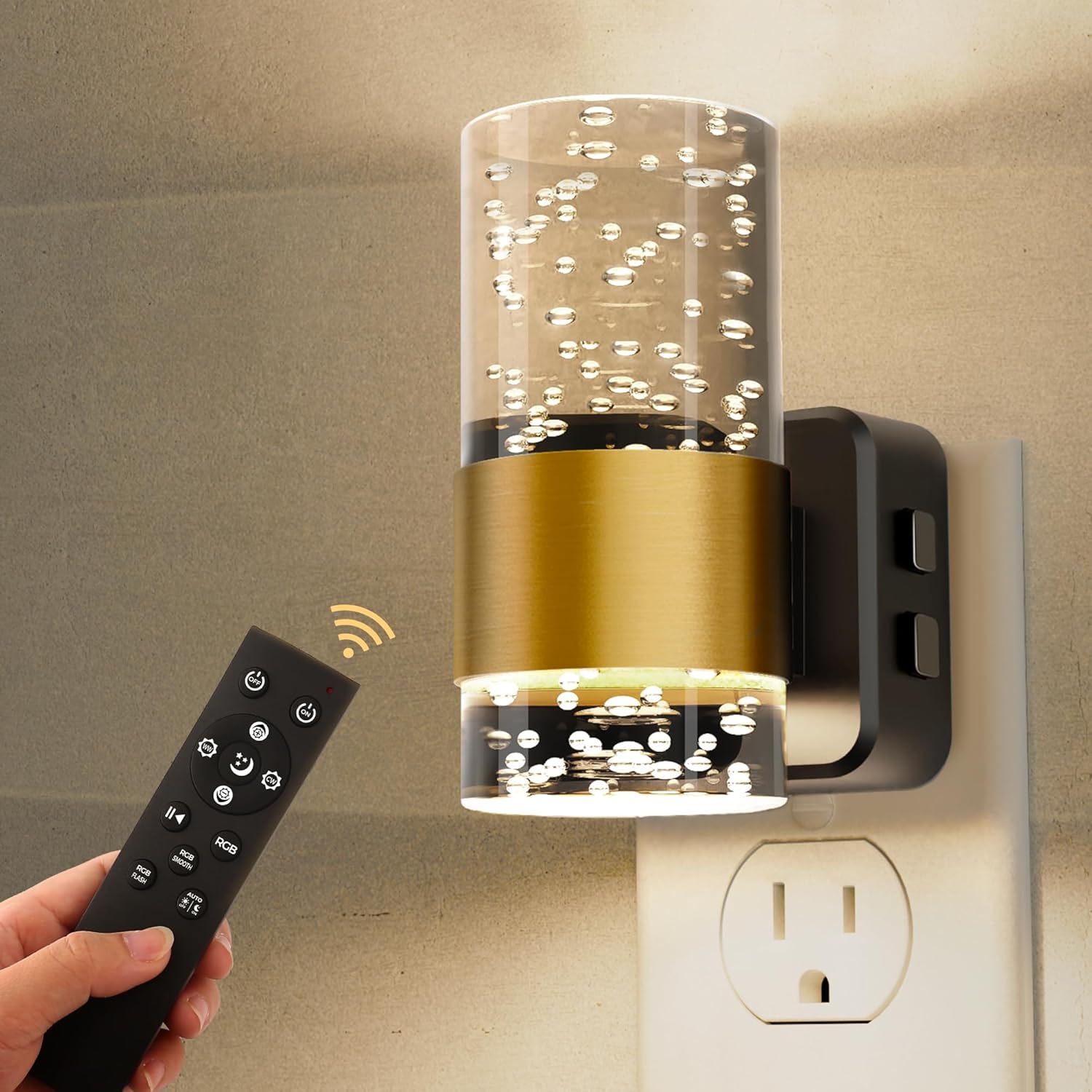 L LOHAS LED Night Lights Plug into Wall, 2 Pack 3000K Soft White LED Floral Night Light with Auto Sensor, 0-100lm Adjustable Brightness Plug in Nightlight, for Hallway Bedroom Stairway Gift