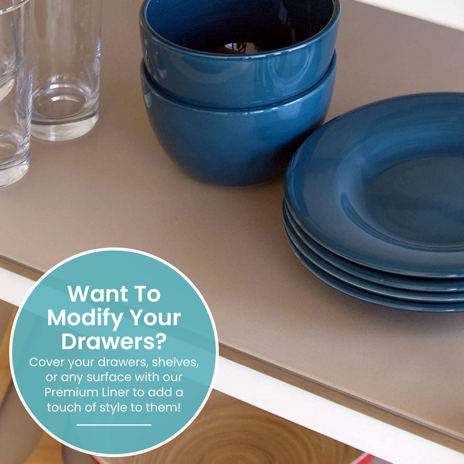 Con-Tact Brand Grip Premium Thick Shelf Liner - Versatile 18-inches x 4-feet Durable Non-Adhesive Non-Slip Drawer and Cabinet Liner in Taupe - Pack of 6 Rolls