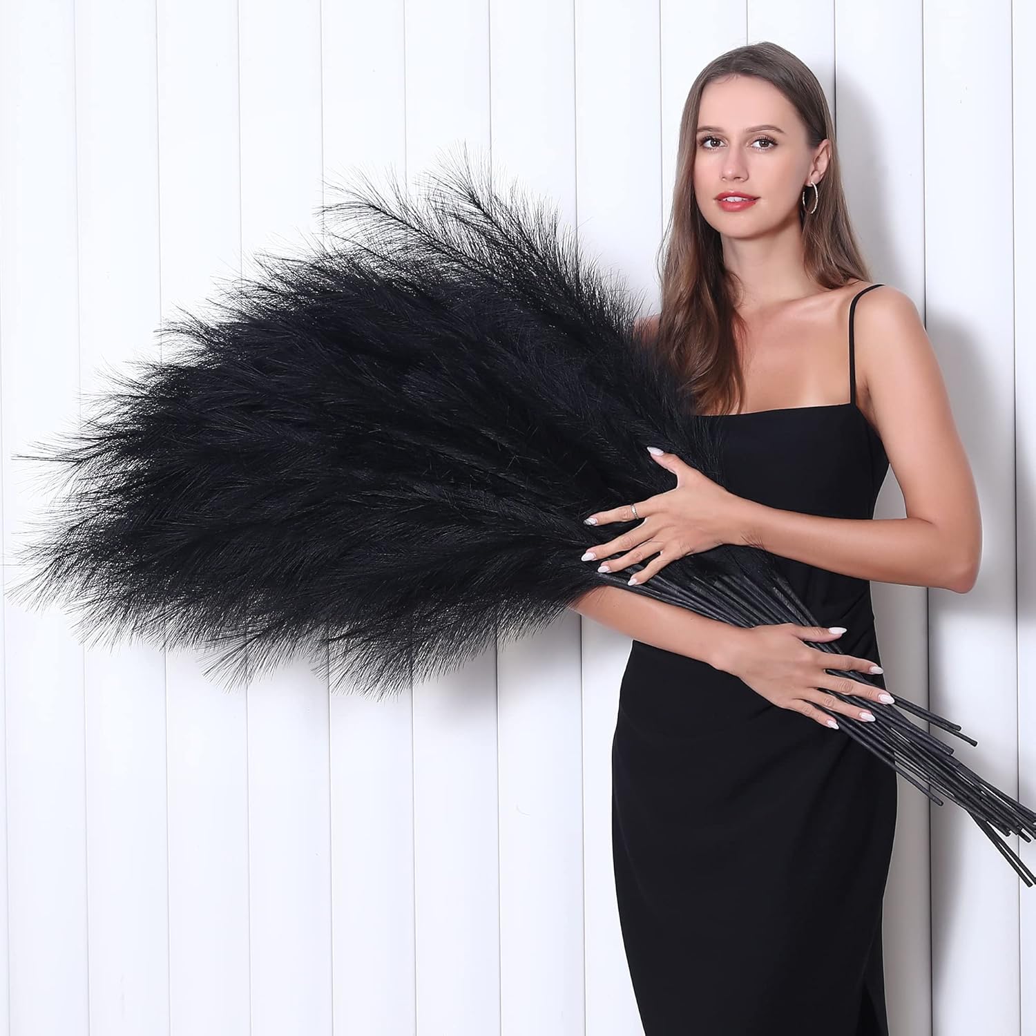 Wertuirk Gold Pampas Grass Decor - 45-Inch Set of 8 | Faux Tall Pampas Grass Soft and Fluffy | Perfect for Wedding Centerpieces, Great Gatsby Party Decorations and Glam Room Decor