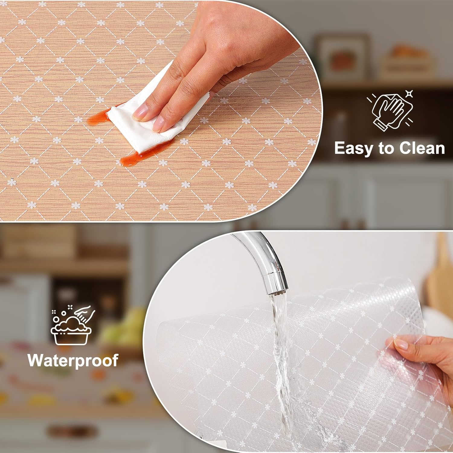 Cooyes Shelf Liner – Premium Non-Adhesive Cabinet & Drawer Liner for Kitchen – Waterproof Shelf Paper with Modern Pattern – Durable EVA Cabinet Mat – Easy to Cut （24" W x 240" L）