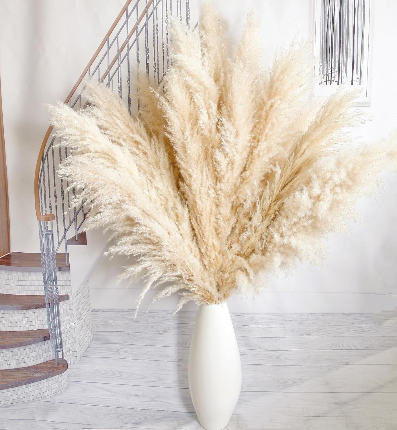 40pcs 40'' Pampas Grass Tall Decor - Pompas Floral, Tall Pampas Grass for Floor Vases, Living Room Floor, Floor Plants, Plumas para, and Grass Wall Decor