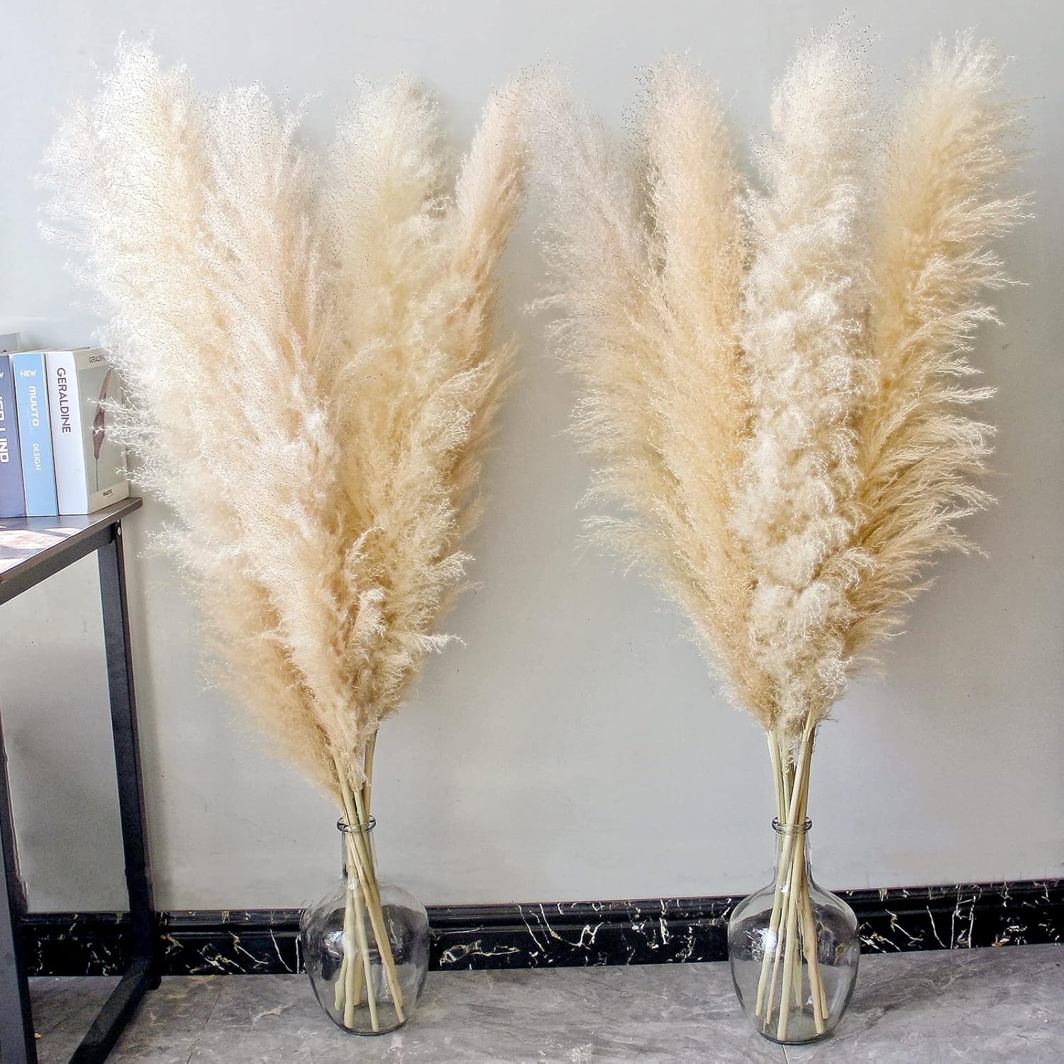 46" inch 20 Stems Natural Pampas Grass Decor Tall, Pompas Grass, Tall Pampas Grass for Weddingm, Farmhouse, Boho Home Decor (Beige)