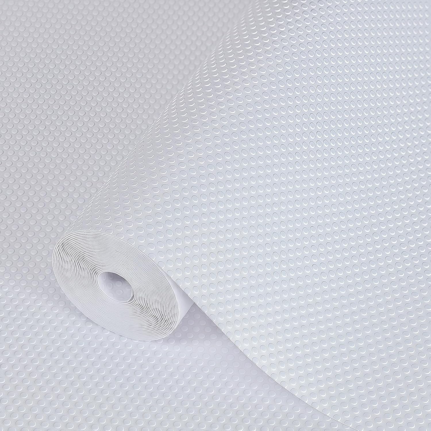 Hersvin Shelf Liner, 24" x20' Non-Adhesive Drawer Liners EVA Kitchen Cupboard Cabinet Covering Undersink Mat Washable Fridge Lining Paper for Home Office (Clear/Dot)