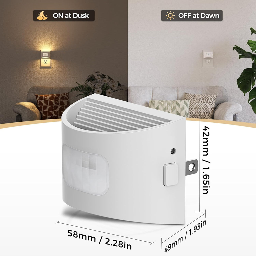 DORESshop LED Night Light[4 Pack], Night Lights Plug into Wall, Plug in Night Light with Motion Sensor, Dusk to Dawn Sensor, Nightlights for Adults, Bedroom, Bathroom, Hallway, White Cover