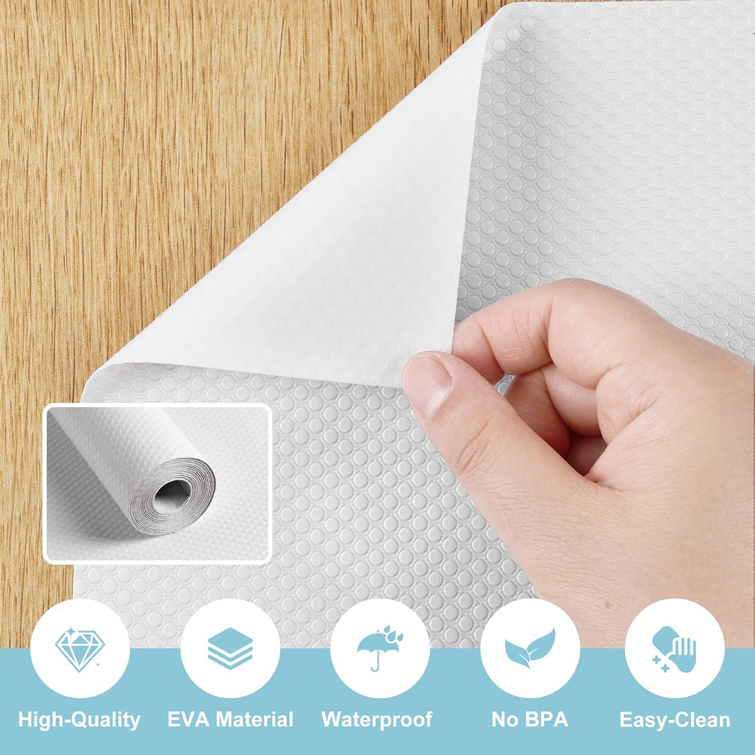 Self-Adhesive Large Cabinet Shelf Liner: Peel and Stick White Contact Paper - 24 x 290 Inch Non-Slip Easy to Cut, Removable Waterproof Under Sink Mat for Pantry Cupboard