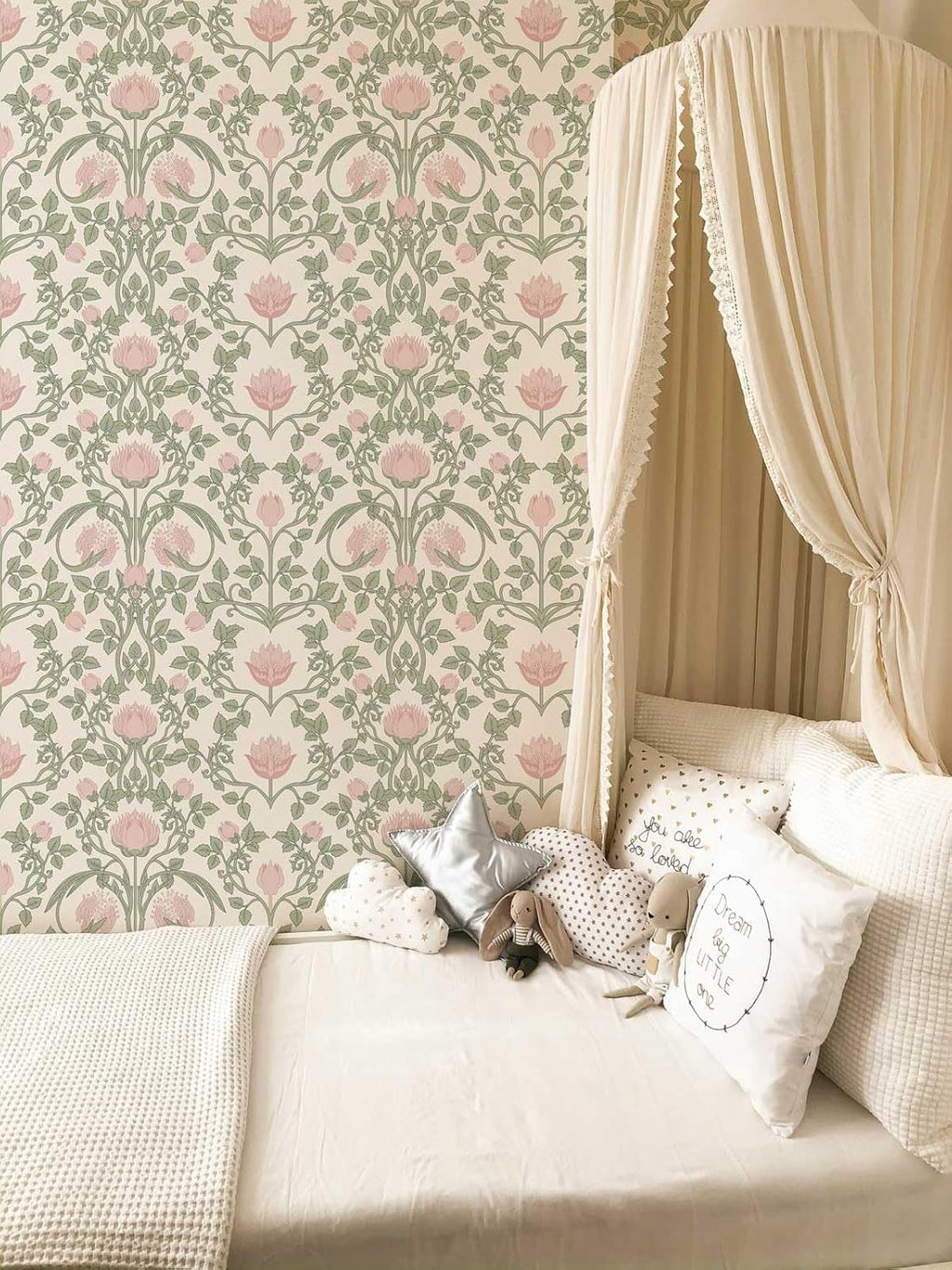 YXTII Floral Wallpaper Peel and Stick - 393.7" × 17.3" Pink and Green Wallpaper for Bedroom Decorative Self Adhesive Shelf Drawer Liner