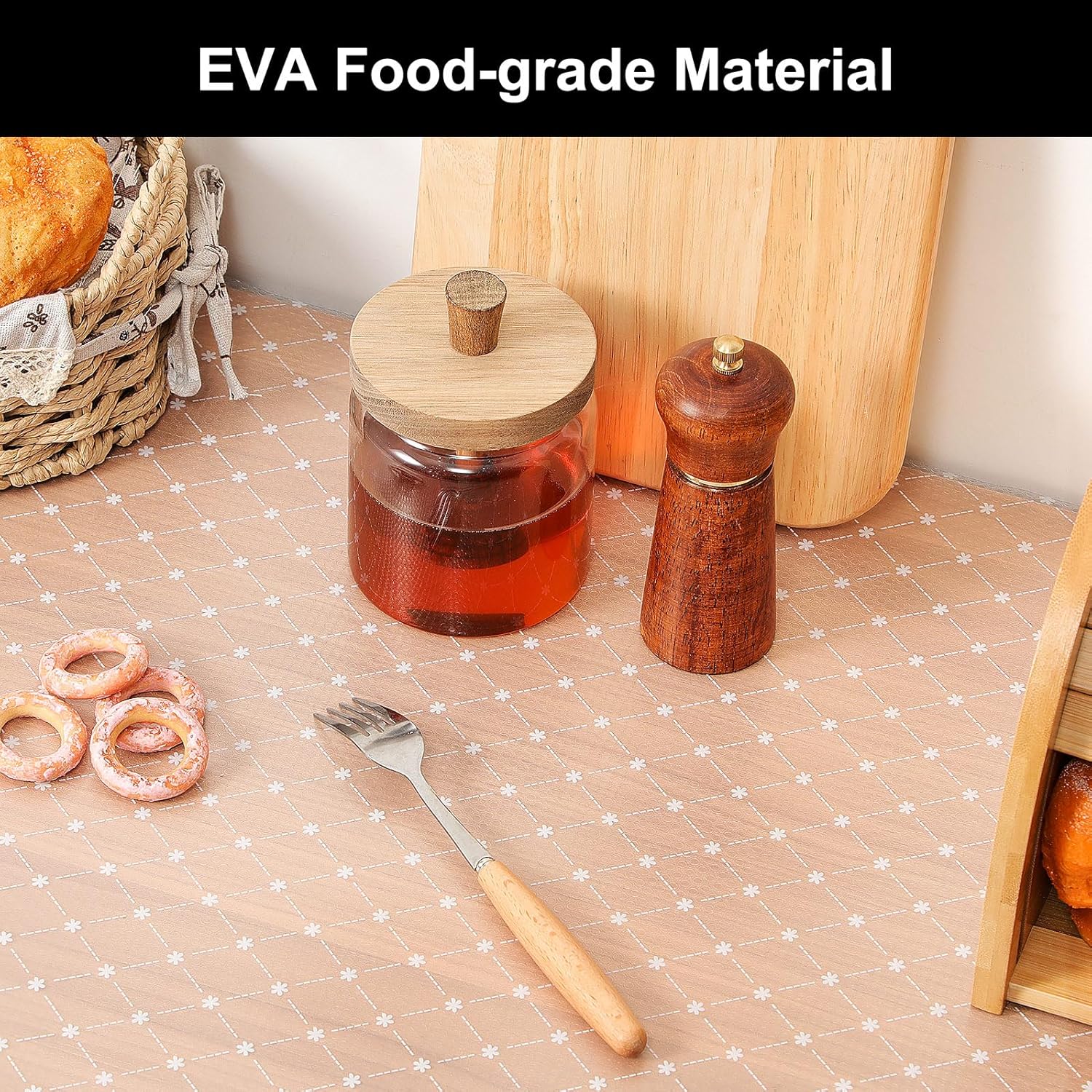 Cooyes Shelf Liner – Premium Non-Adhesive Cabinet & Drawer Liner for Kitchen – Waterproof Shelf Paper with Modern Pattern – Durable EVA Cabinet Mat – Easy to Cut （24" W x 240" L）