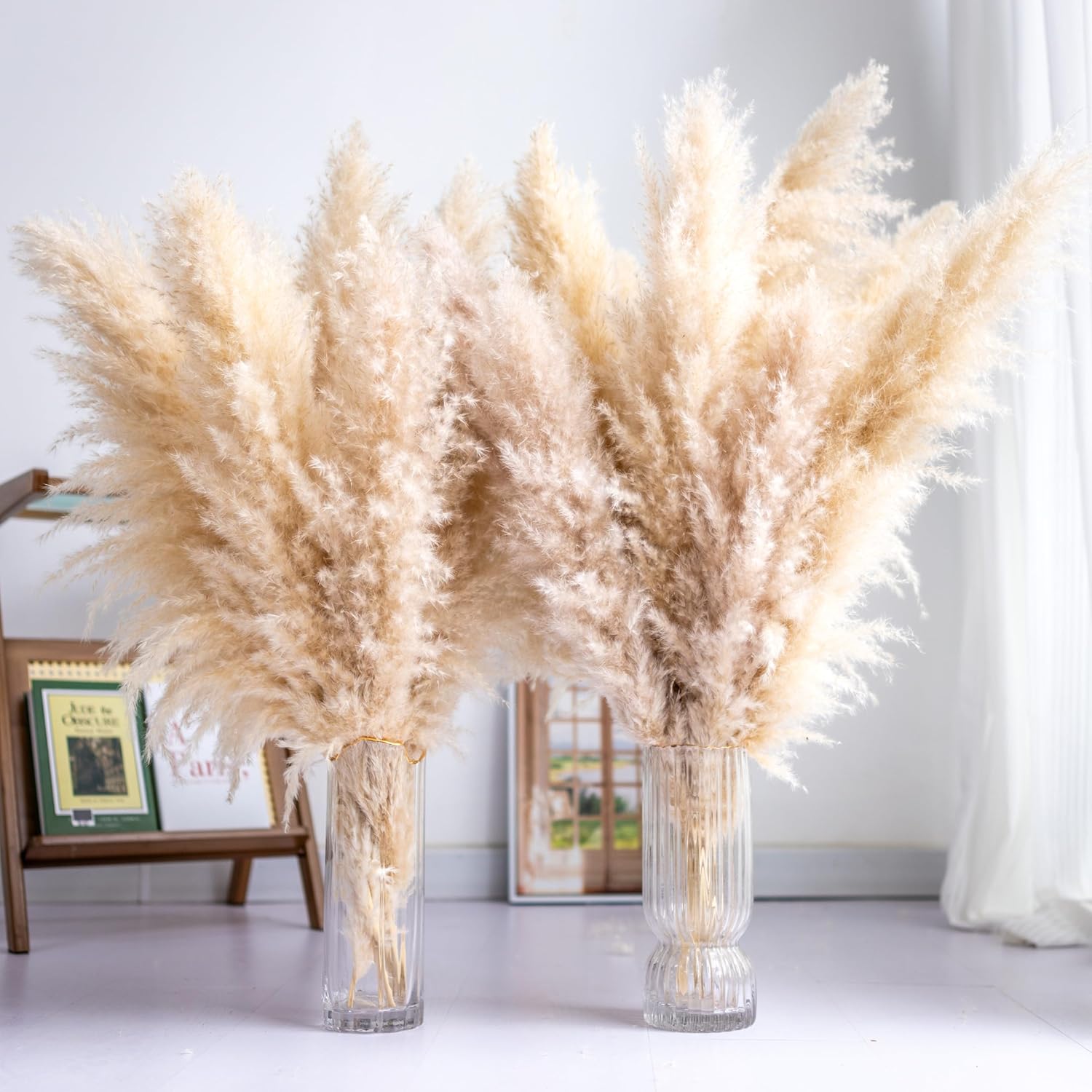 Tall Pampas Grass 30PCS Boho Decor Natural Home Decor Phragmites Dried Flowers Bouquet for Wedding Floral Arrangements Home Decorations (30PCS Tall Pampas Grass)