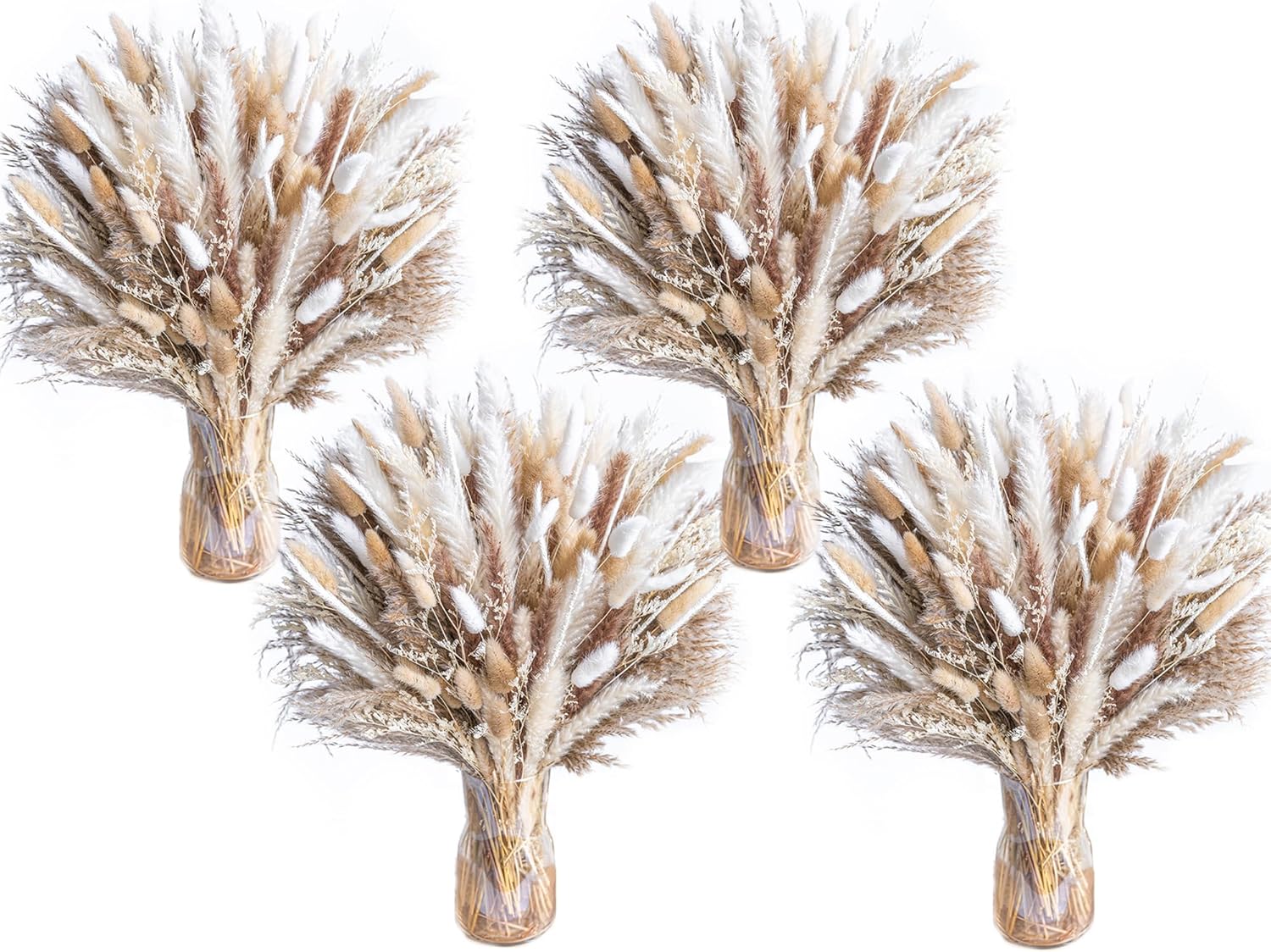 440PCS Natural Pampas Grass Mix Bouquet | Dried Pampas Bouquet for Wedding Boho Flowers Home Table Decor Desk Decor, Rustic Farmhouse Decor (440PCS)