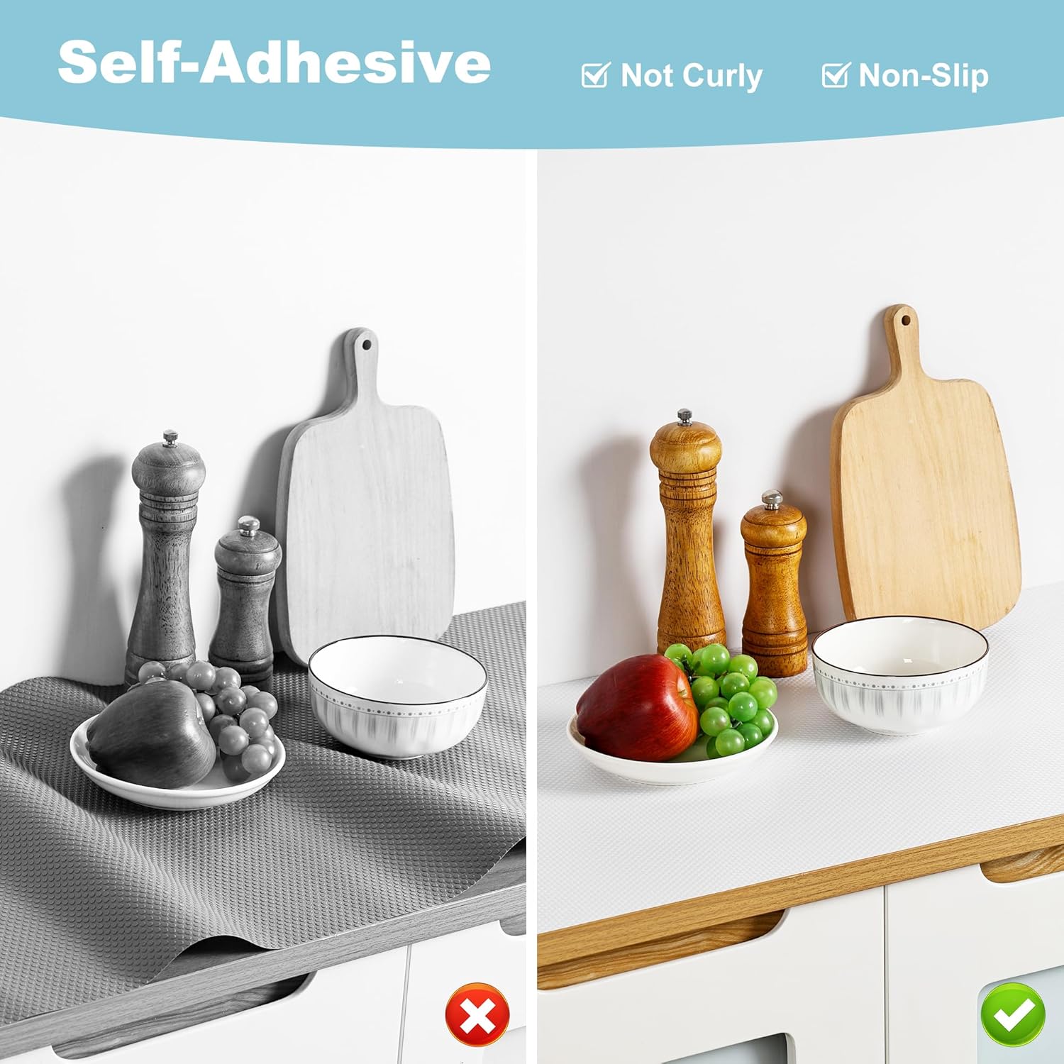 Self-Adhesive Large Cabinet Shelf Liner: Peel and Stick White Contact Paper - 24 x 290 Inch Non-Slip Easy to Cut, Removable Waterproof Under Sink Mat for Pantry Cupboard