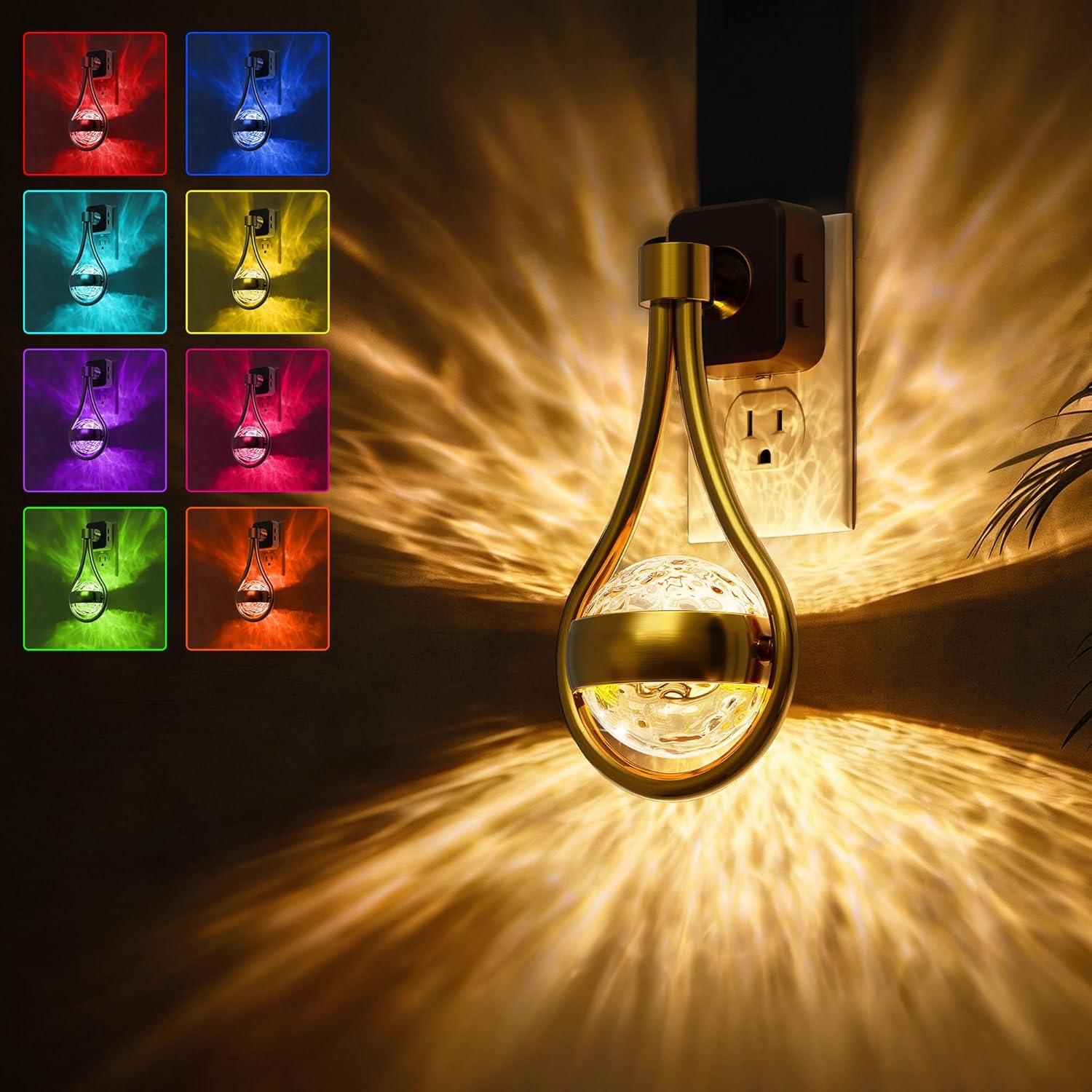 L LOHAS LED Night Lights Plug into Wall, 2 Pack 3000K Soft White LED Floral Night Light with Auto Sensor, 0-100lm Adjustable Brightness Plug in Nightlight, for Hallway Bedroom Stairway Gift