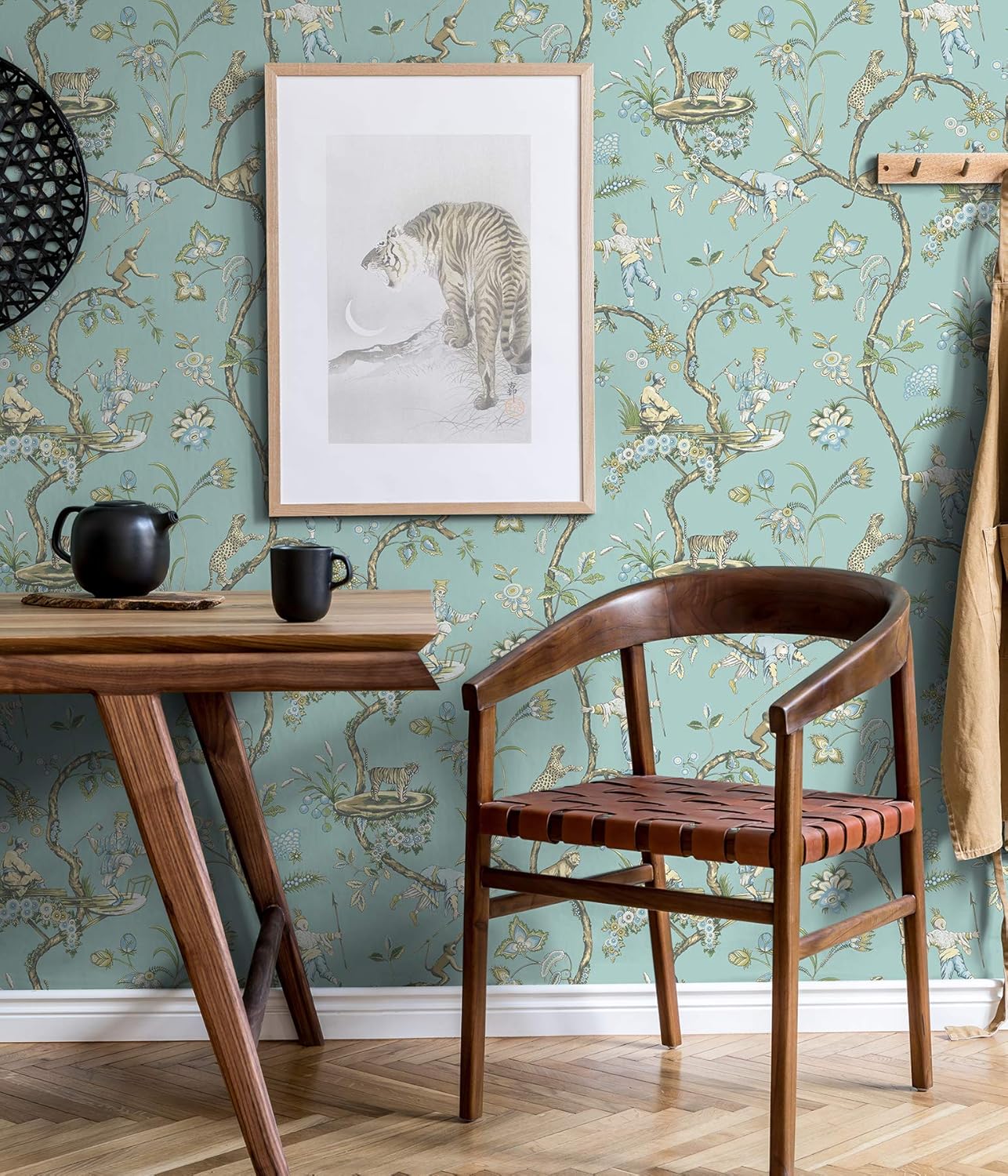 NuWallpaper x Scalamandre Blue Robin Egg Chinoise Exotique Self Adhesive Wallpaper, SCS3846