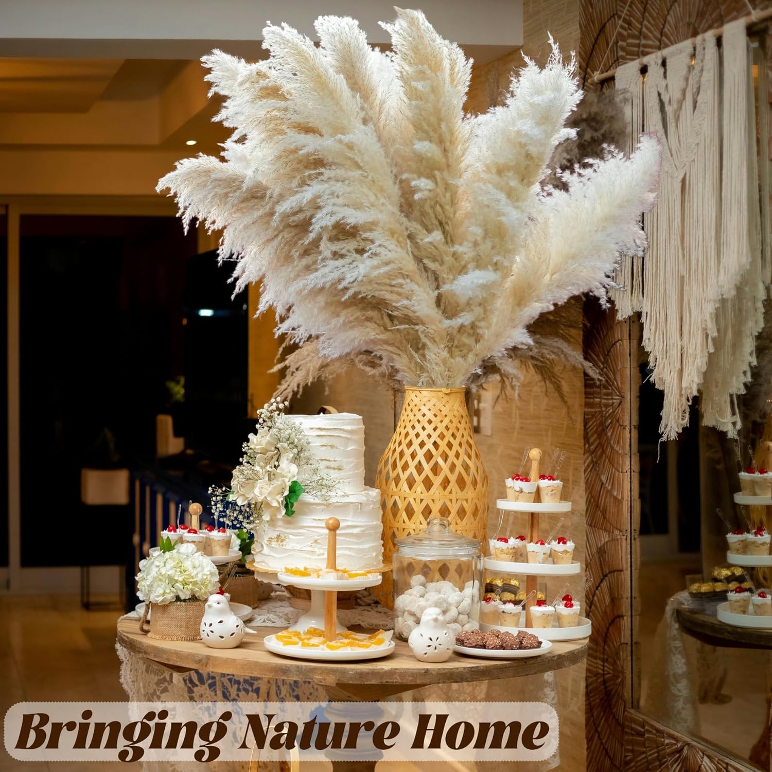 40pcs 40'' Pampas Grass Tall Decor - Pompas Floral, Tall Pampas Grass for Floor Vases, Living Room Floor, Floor Plants, Plumas para, and Grass Wall Decor