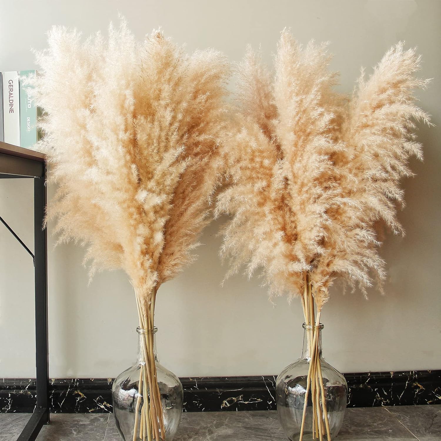 46" inch 20 Stems Natural Pampas Grass Decor Tall, Pompas Grass, Tall Pampas Grass for Weddingm, Farmhouse, Boho Home Decor (Beige)