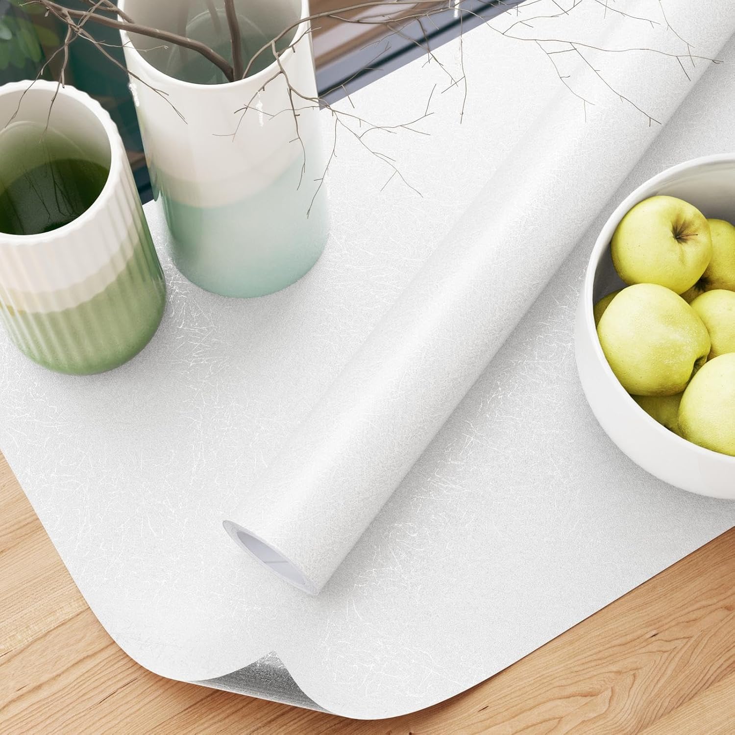 Abyssaly Black Silk Wallpaper Peel and Stick 15.7" X 984.2" Embossed Self Adhesive Black Contact Paper Removable Kitchen Vinyl Textured Wall Paper Cabinet Furniture Shelf Liner