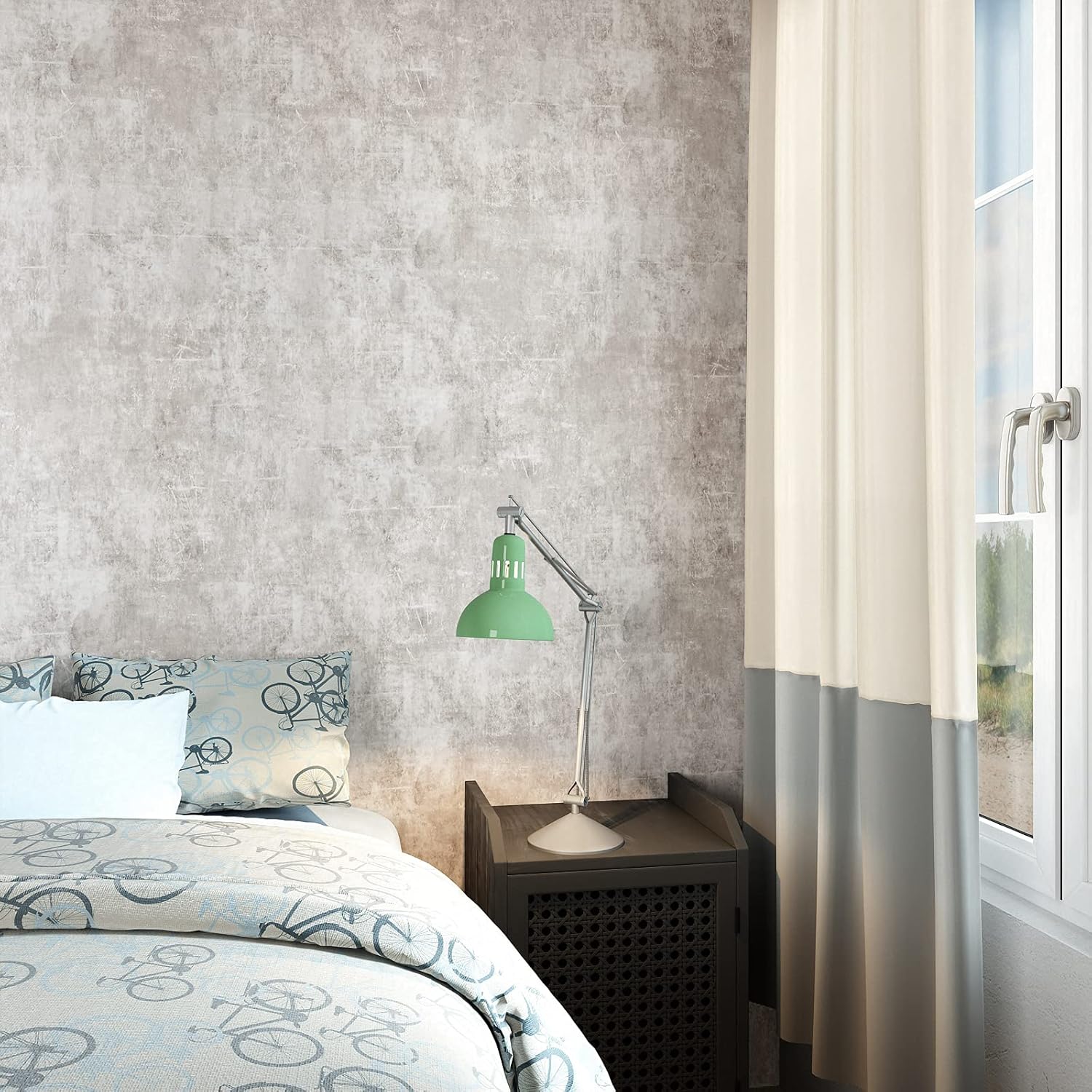 VEELIKE Neutral Concrete Wallpaper Peel and Stick Boho Aesthetic Wallpaper for Bedroom Bathroom 354''x32'' Wide Concrete Contact Paper for Countertops Waterproof Cement Vinyl for Accent Walls Kitchen