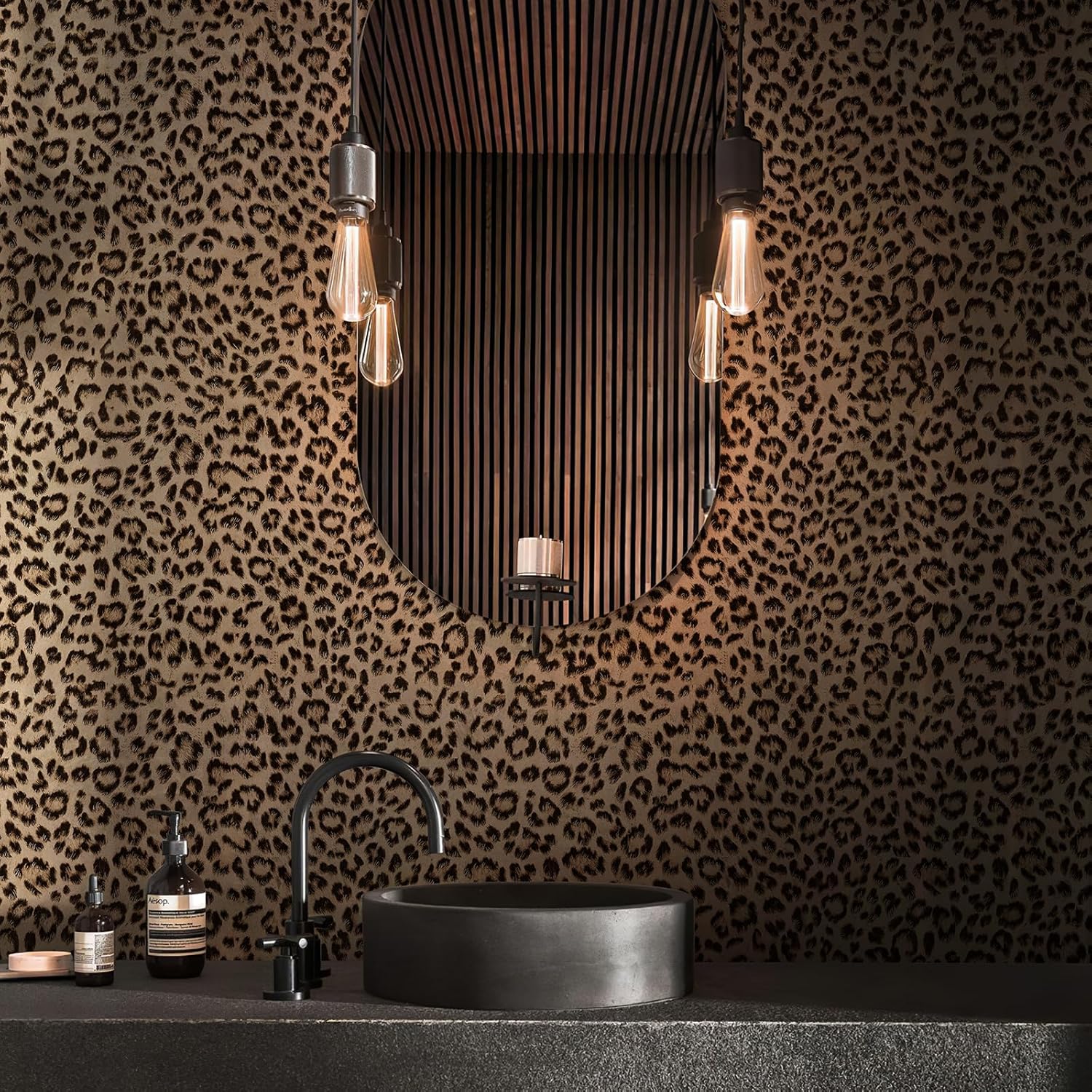 JiffDiff Leopard Print Peel and Stick Wallpaper, Waterproof Removable Self Adhesive Textured Wall Paper, Yellow Unique Funky Cheetah Contact Paper for Bedroom and Bathroom 480"X17.3"(57.6 sq. ft)