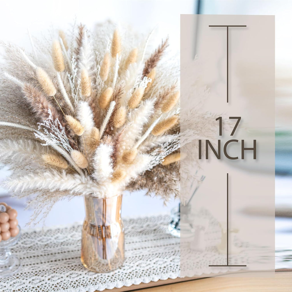 440PCS Natural Pampas Grass Mix Bouquet | Dried Pampas Bouquet for Wedding Boho Flowers Home Table Decor Desk Decor, Rustic Farmhouse Decor (440PCS)