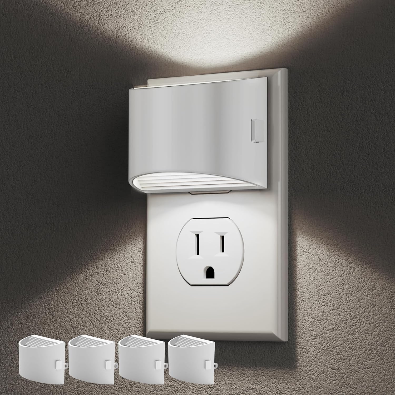 DORESshop LED Night Light[4 Pack], Night Lights Plug into Wall, Plug in Night Light with Motion Sensor, Dusk to Dawn Sensor, Nightlights for Adults, Bedroom, Bathroom, Hallway, White Cover