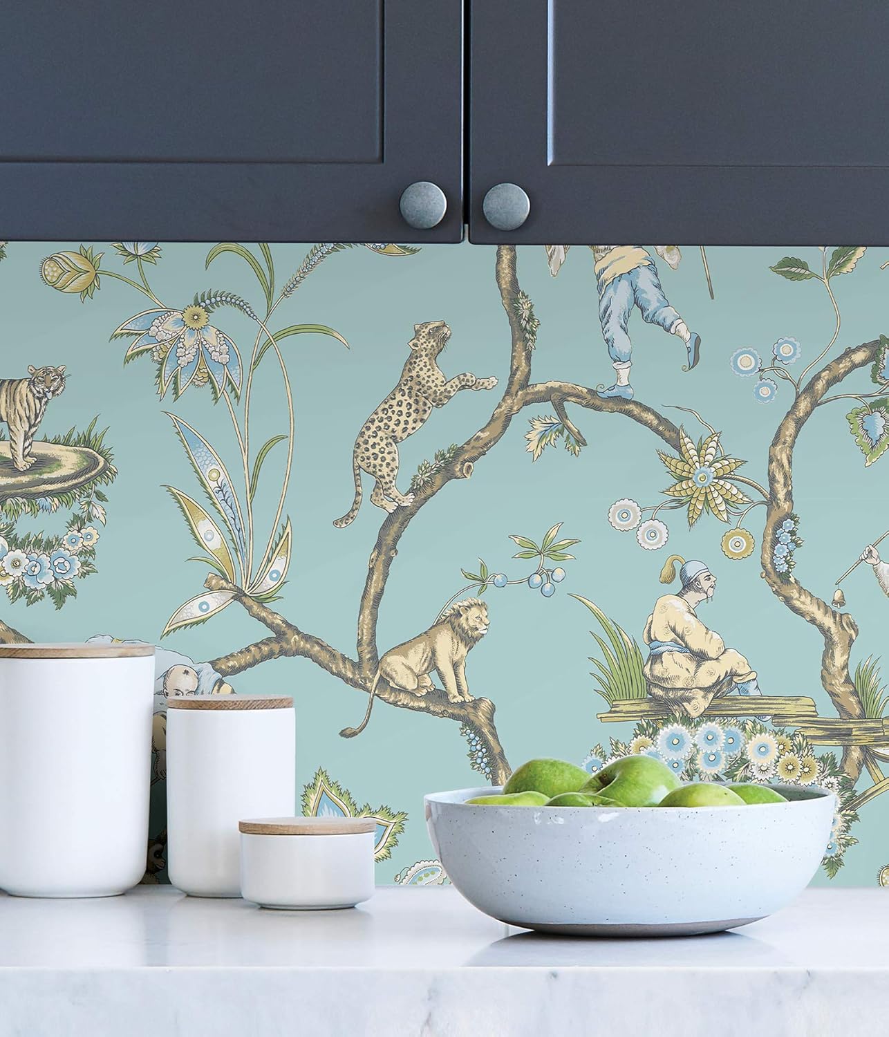 NuWallpaper x Scalamandre Blue Robin Egg Chinoise Exotique Self Adhesive Wallpaper, SCS3846