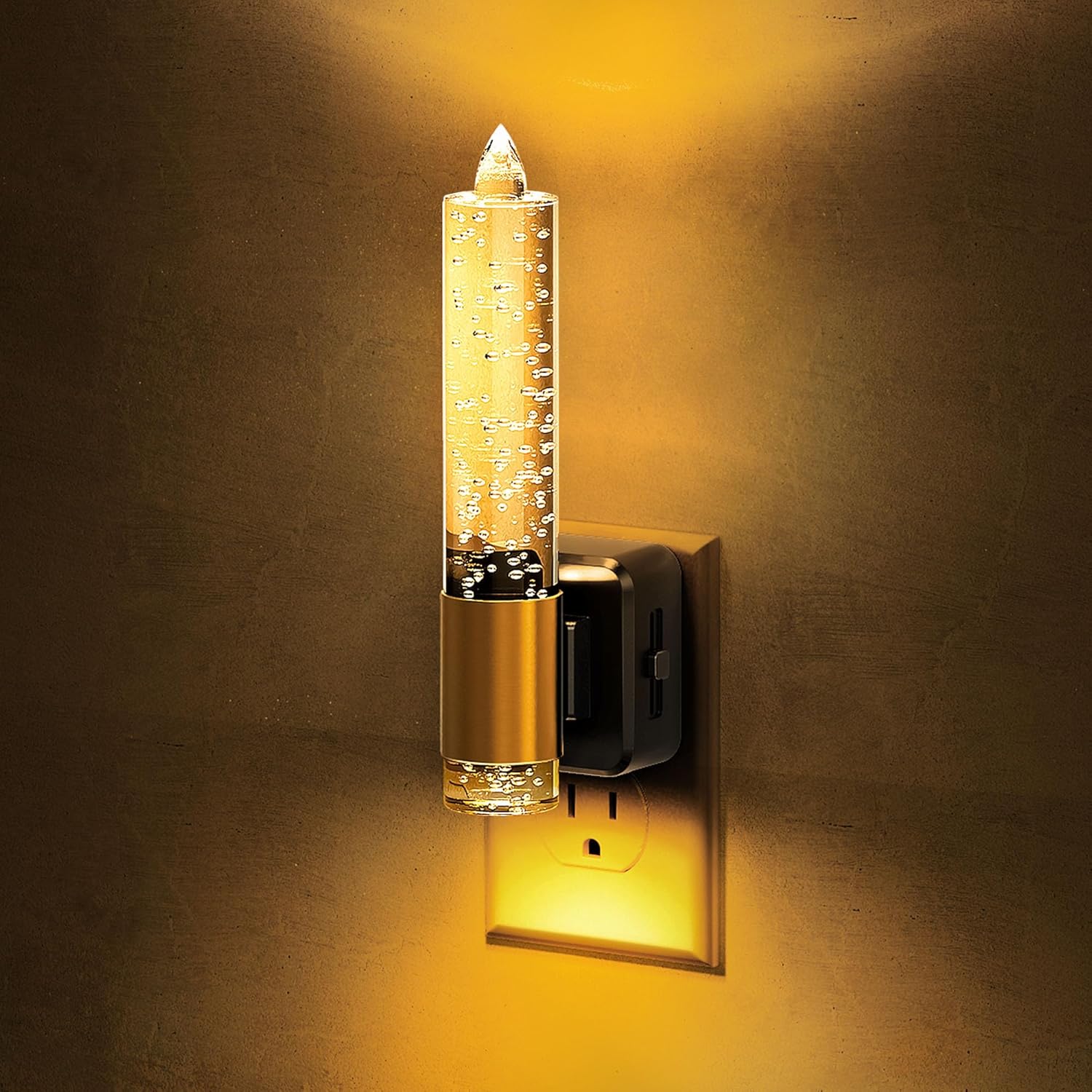 L LOHAS LED Night Lights Plug into Wall, 2 Pack 3000K Soft White LED Floral Night Light with Auto Sensor, 0-100lm Adjustable Brightness Plug in Nightlight, for Hallway Bedroom Stairway Gift