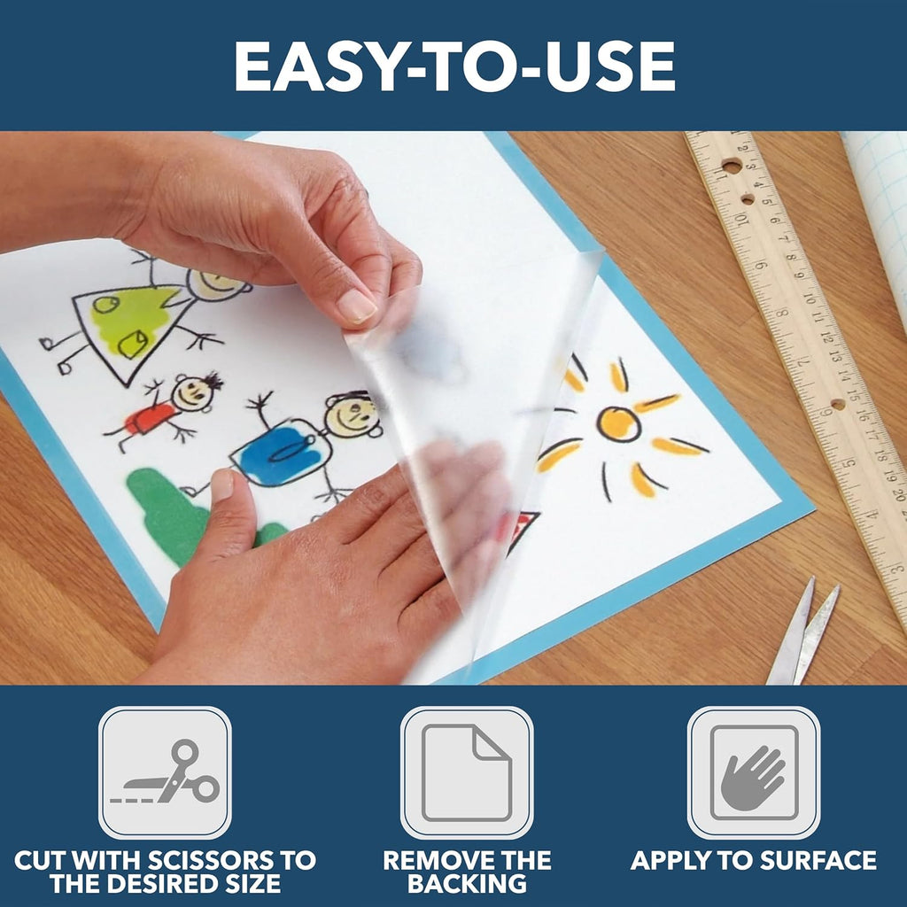 Con-Tact Brand Creative Clear Covering, Versatile and Self-Adhesive Shelf Liner, Ideal Privacy Film, Protective Clear Vinyl, 18'' x 50', Matte