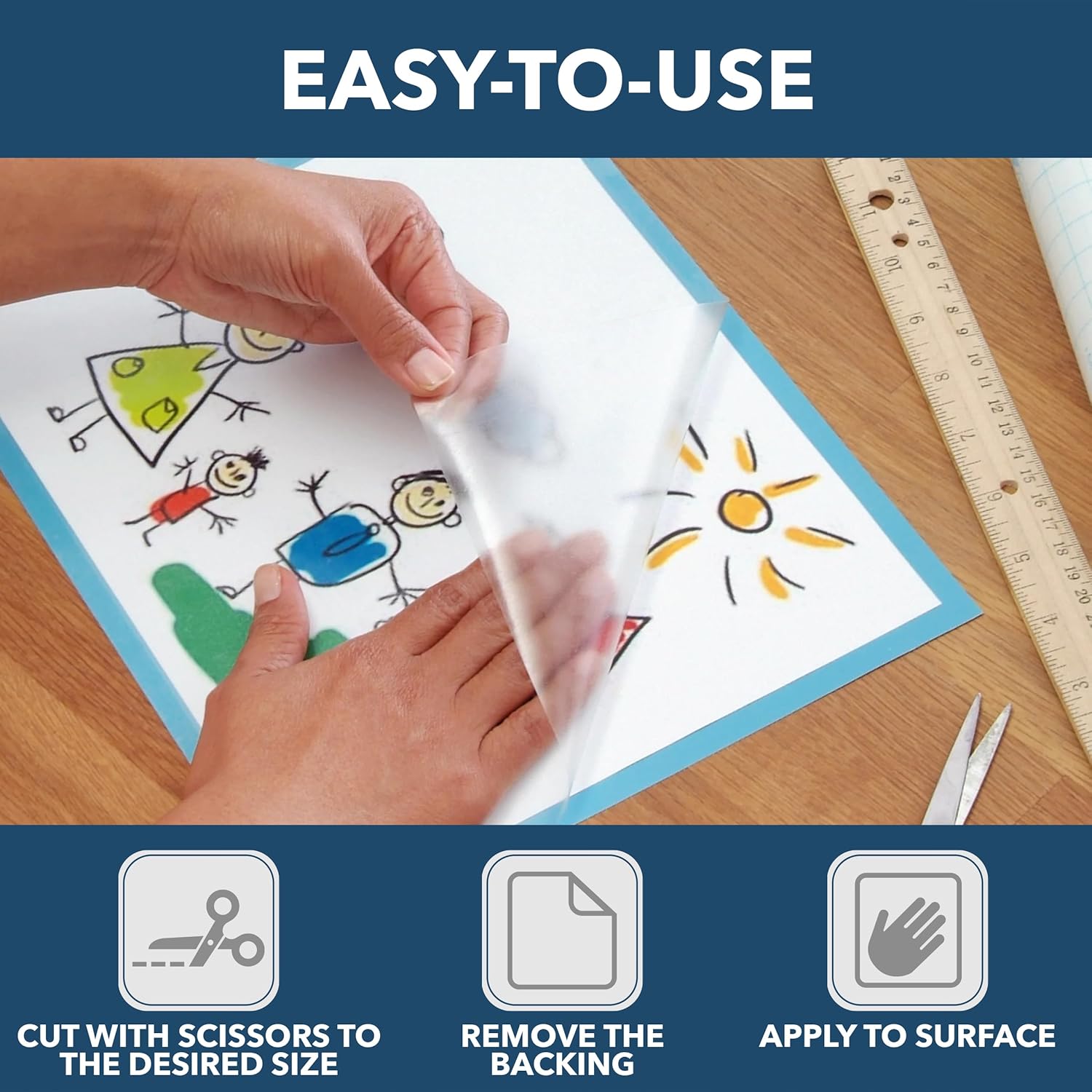 Con-Tact Brand Creative Clear Covering, Versatile and Self-Adhesive Shelf Liner, Ideal Privacy Film, Protective Clear Vinyl, 18'' x 50', Matte