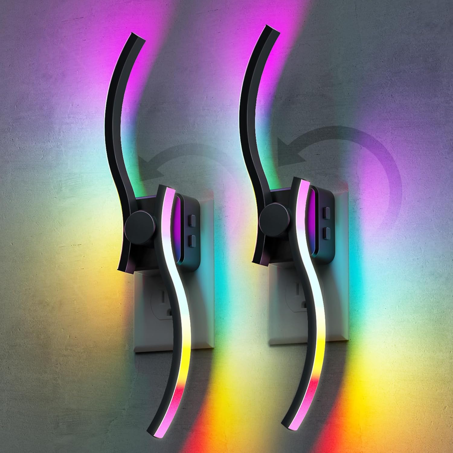 L LOHAS LED Night Lights Plug into Wall, 2 Pack 3000K Soft White LED Floral Night Light with Auto Sensor, 0-100lm Adjustable Brightness Plug in Nightlight, for Hallway Bedroom Stairway Gift