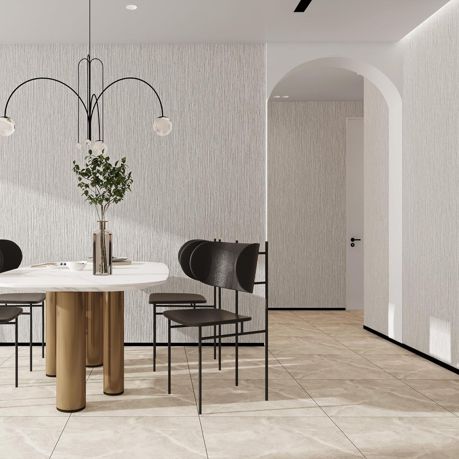 Haimin Grasscloth Wallpaper Textured 24in X 393in Fabric Contact Paper Wall Paper Textured Linen Peel and Stick Self-Adhesive Thick Vinyl Embossed Film Wallpaper (Beige Grey)