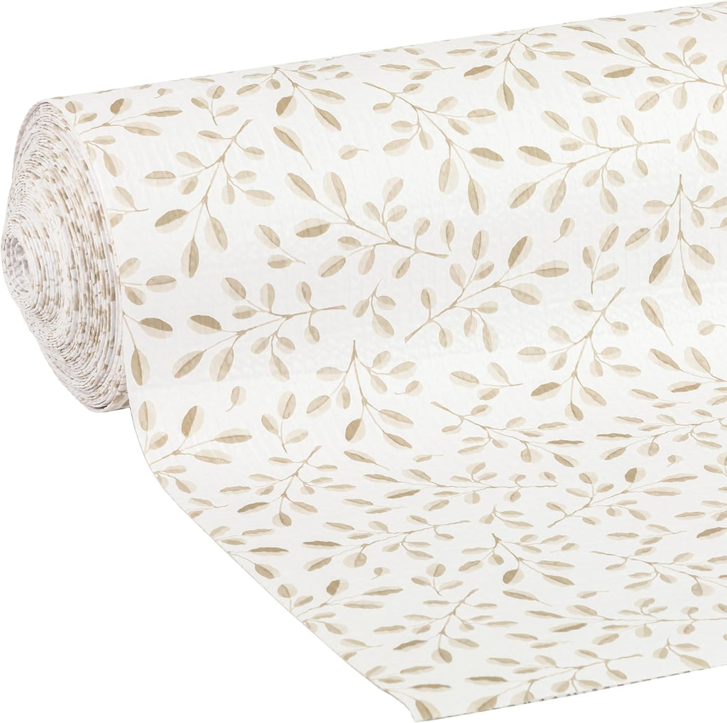 Smooth Top EasyLiner for Cabinets & Drawers - Easy to Install & Cut to Fit - Shelf Paper & Drawer Liner Non Adhesive - Non Slip Shelf Liner - 12in. x 10ft. - 6 Roll Project Pack - Taupe Buds