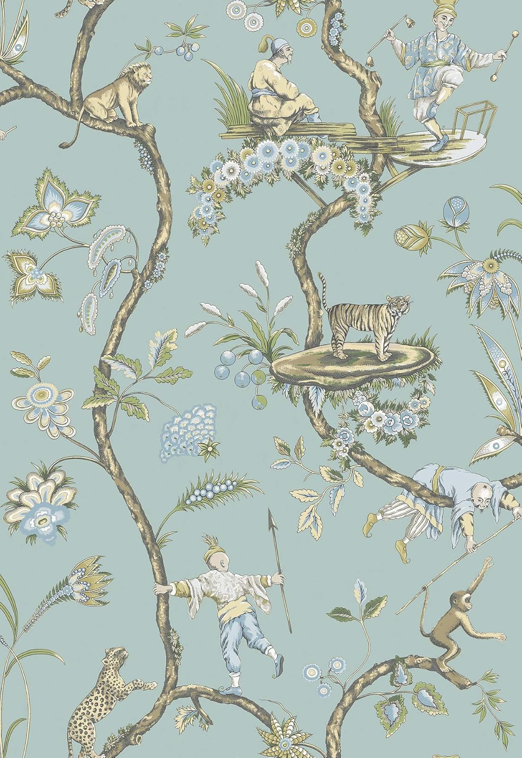 NuWallpaper x Scalamandre Blue Robin Egg Chinoise Exotique Self Adhesive Wallpaper, SCS3846